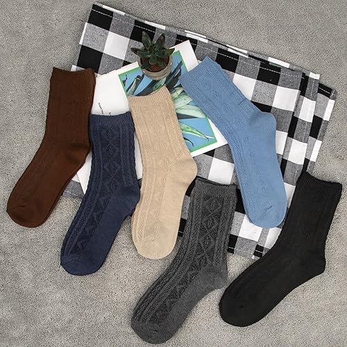 Vista 4 de Justay 6 pares de calcetines de punto suave para mujer, calcetines cómodos de algodón para mujer, regalos