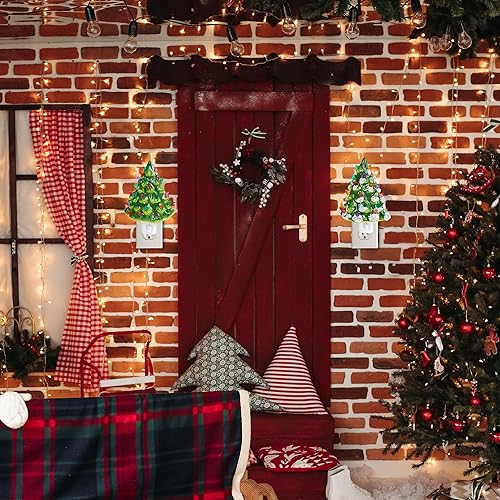 Miniatura 6 de Dazzle Bright Paquete de 2 luces nocturnas de cerámica para árbol de Navidad, luz nocturna con certificación UL, enchufable, decoraciones de Navidad