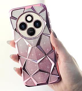 دلـع موبايلك جراب متوافق مع شاومي ريدمي 14C/ريدمي A4/بوكو C75، غطاء شفاف لامع متدرج من السيليكون والبولي يوريثين الحراري الناعم لحماية الكاميرا مضاد للصدمات للنساء والفتيات - بينك