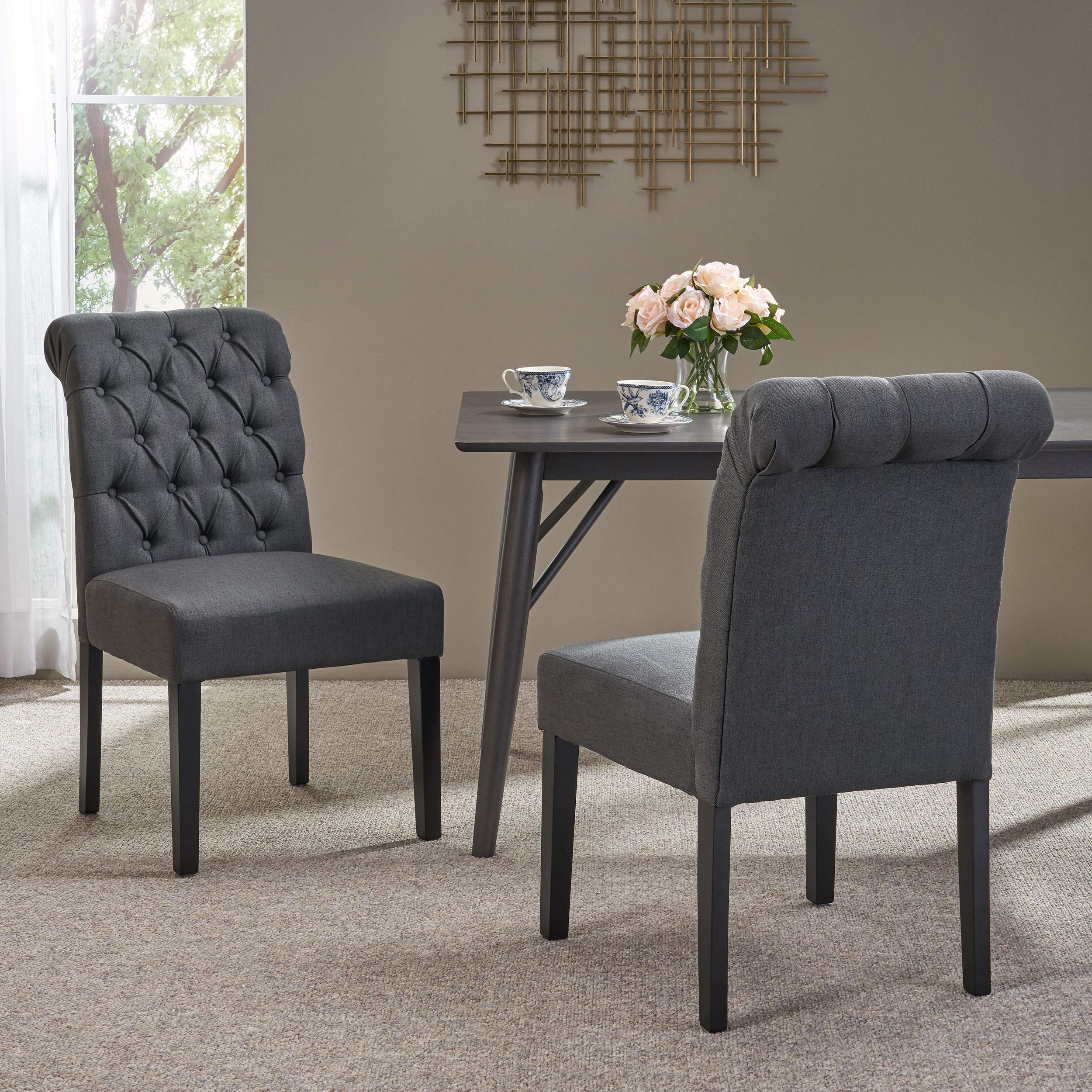 Amazon.com - Great Deal Furniture 309098 Dining Chairs, Dark Gray