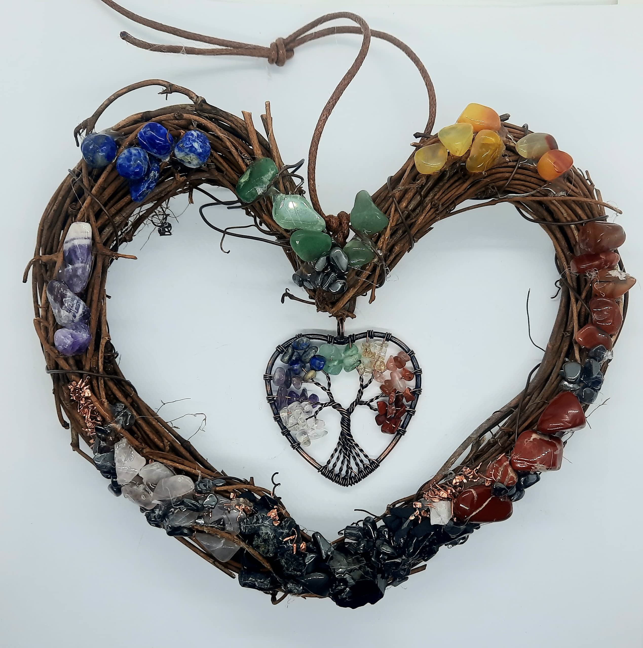 Sun Catcher Dream Catcher Chakra Crystal Energy Protection Boho Heart Home Decor Real Crystals Shungite Tourmaline Rose Quartz