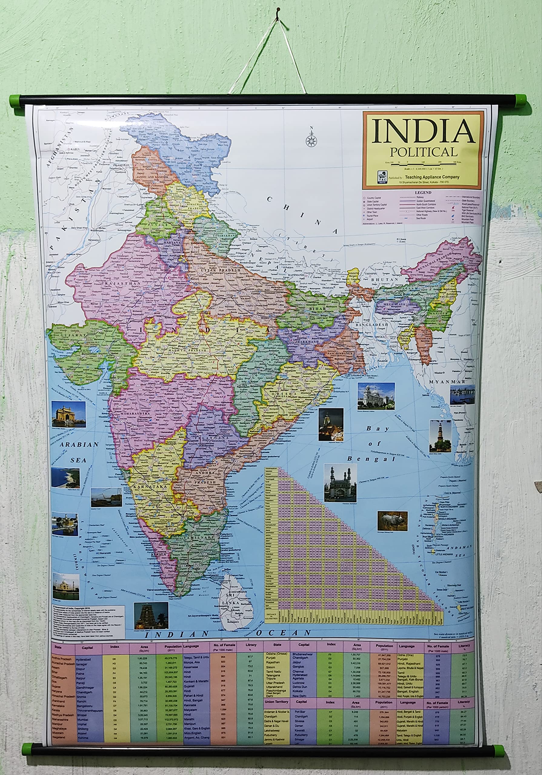 Buy Wall hanging Chart of 'INDIA POLITICAL' Wall chart Online at