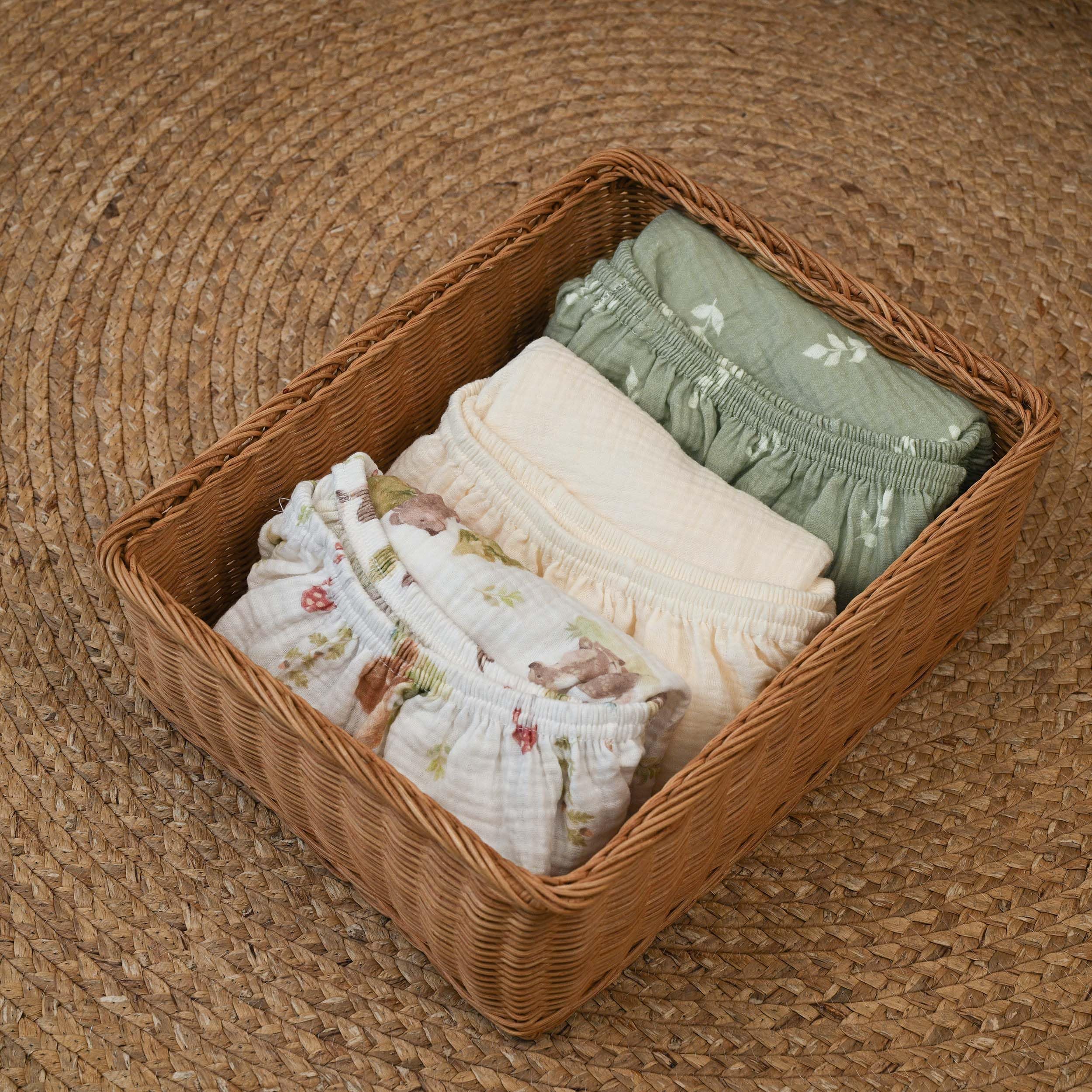 Confezione da 3 lenzuola con angoli per passeggino, 83 x 43 cm, in 100%