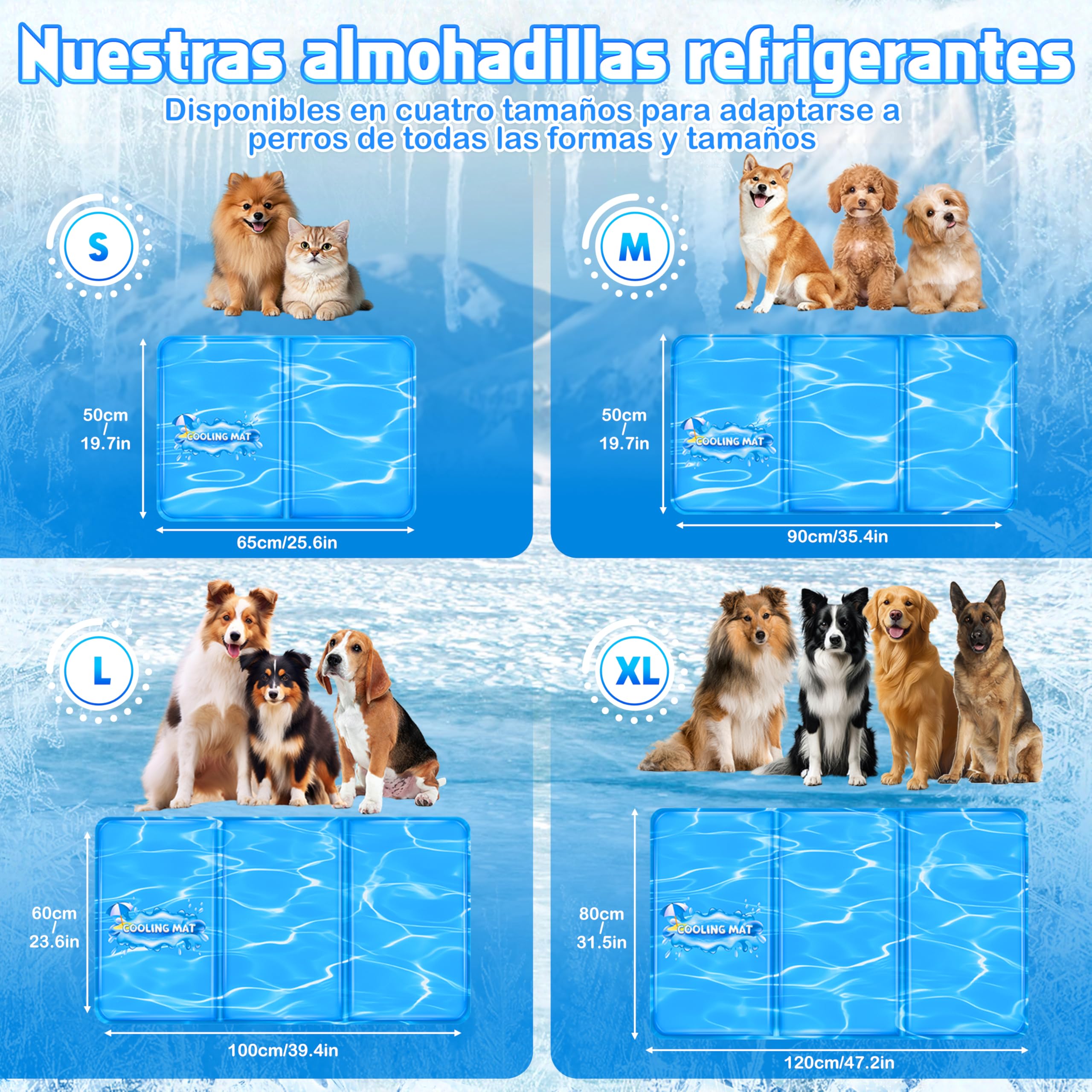 IEEILULU Alfombrilla Refrescante para Perros Gatos, Cama Refrescante Perro con Bolsa, Antidesgarros y Fácil Limpieza, Ideal para Mascotas en Verano Interior, Exterior y Coche (X-Large)