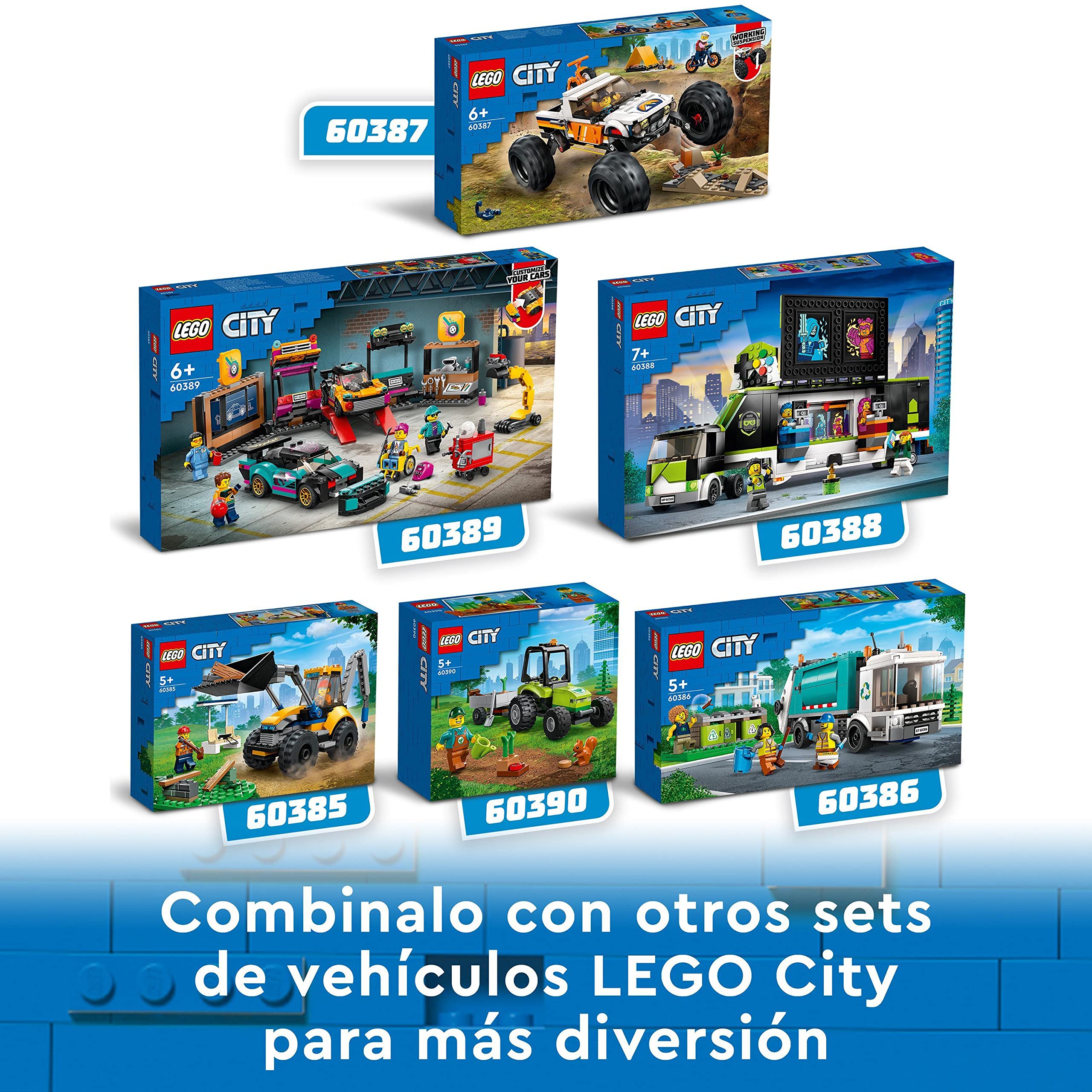 LEGO 60389 City Taller Mecánico de Tuning con 2 Coches de Juguete Personalizables, Set Construcción para Niños y Niñas de 7 Años o Más, Idea de Regalo