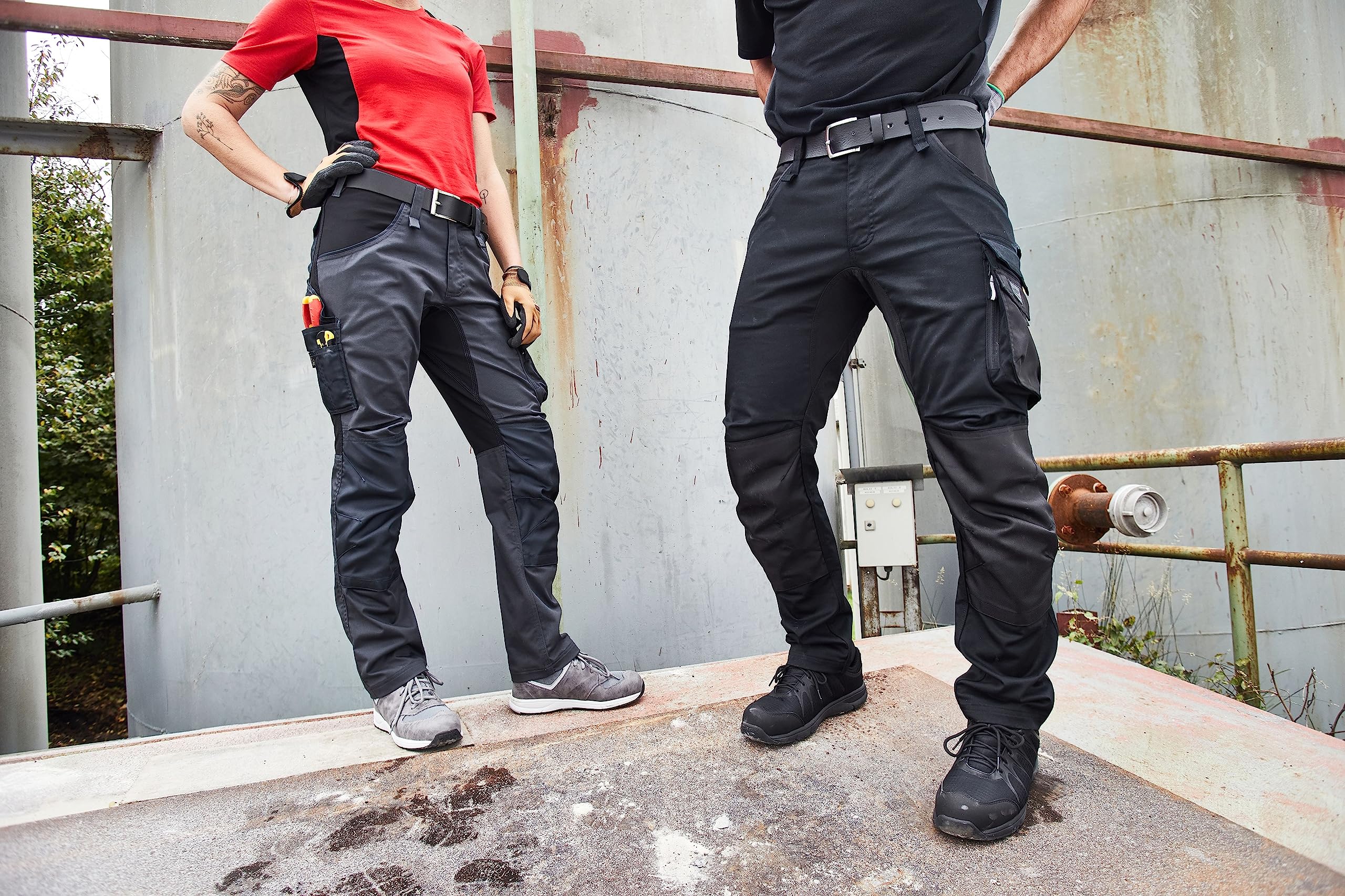 James & Nicholson Workwear Stretch-Arbeitshose Slim Line - Schmal geschnittene Arbeitshose mit elastischen Einsätzen
