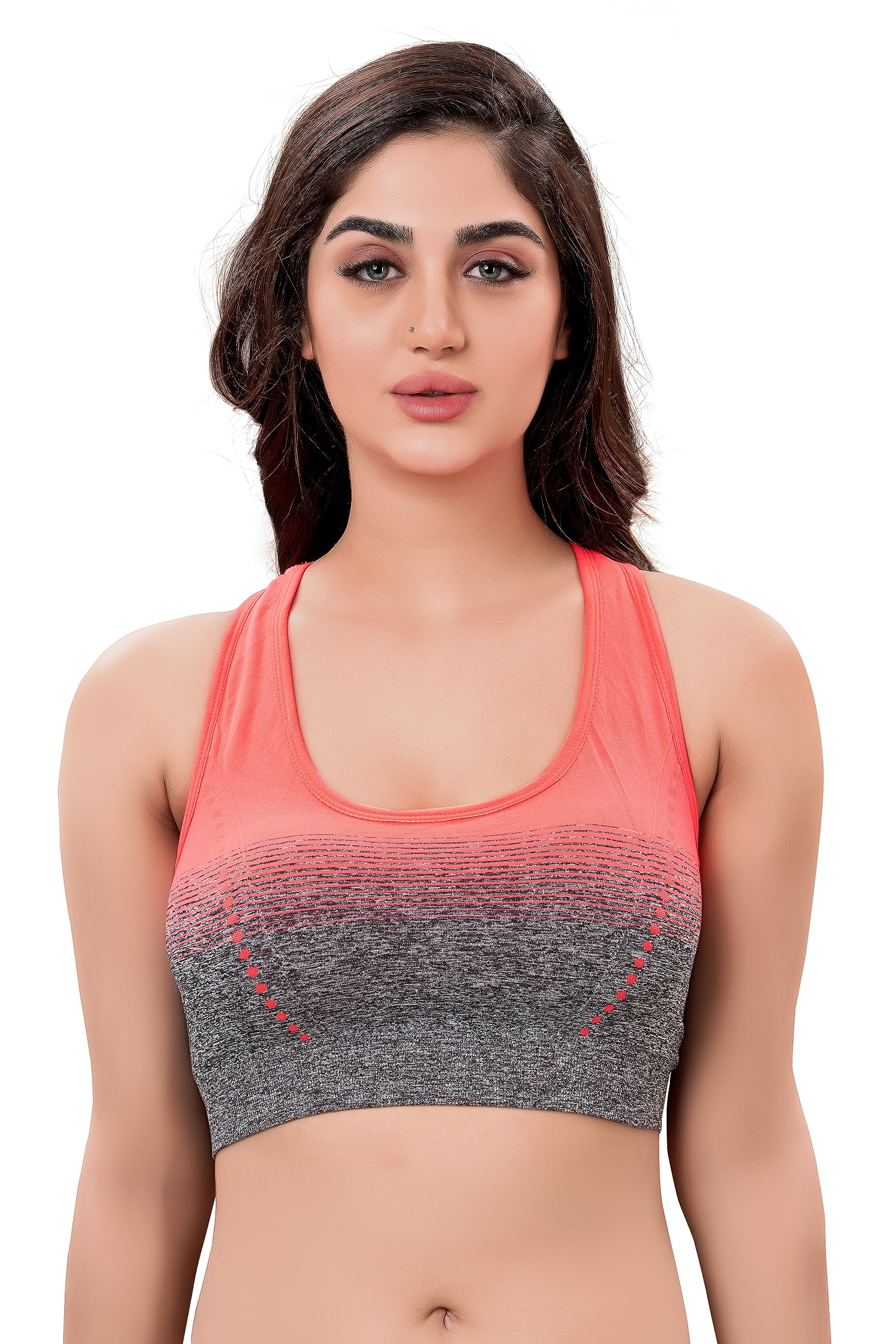 plumbury Women's Polyamide Spandex Racerback Full Coverage Everyday Lightly Padded Sports Bra, Size L-XL-picture-11