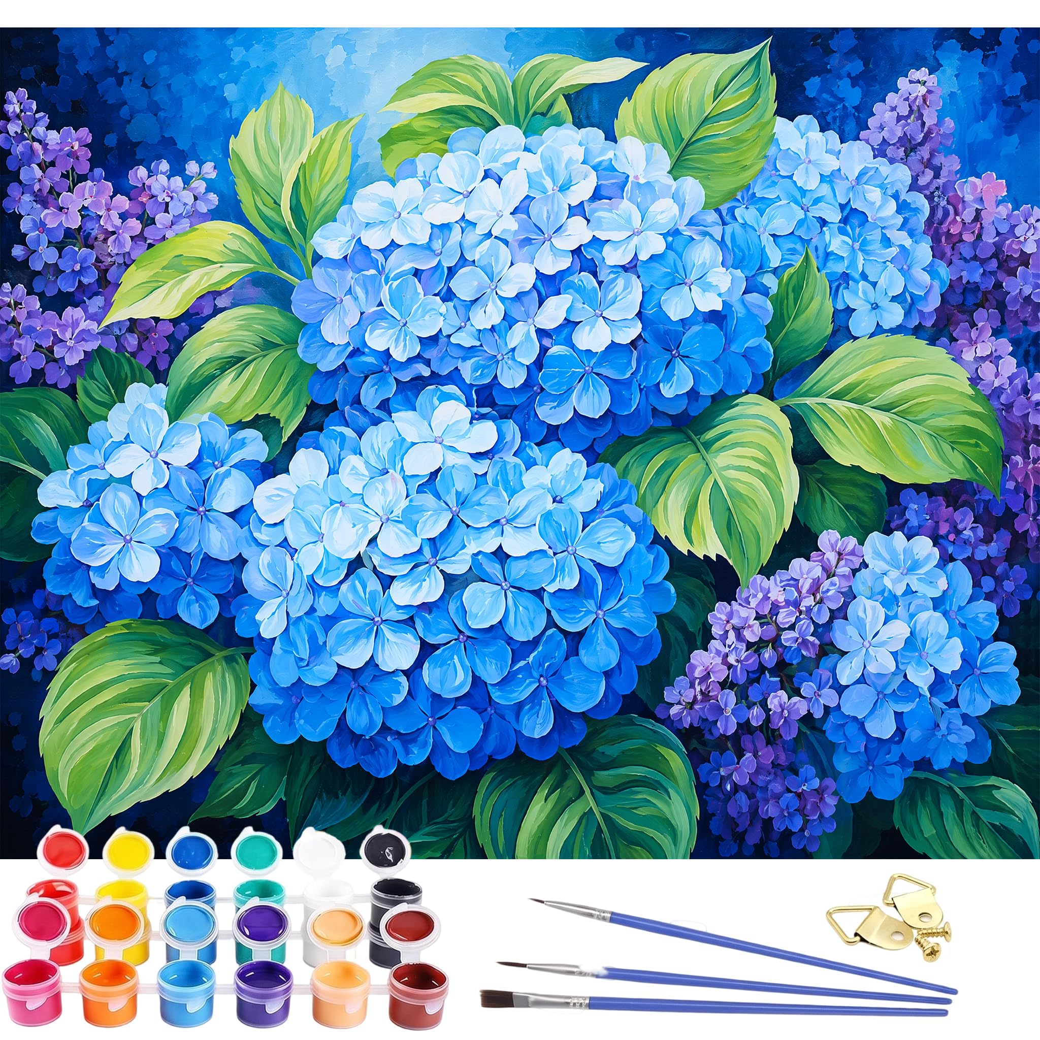 prezentz Hydrangea Paint by Numbers for Adults, 40 x 50 cm Painting Kit