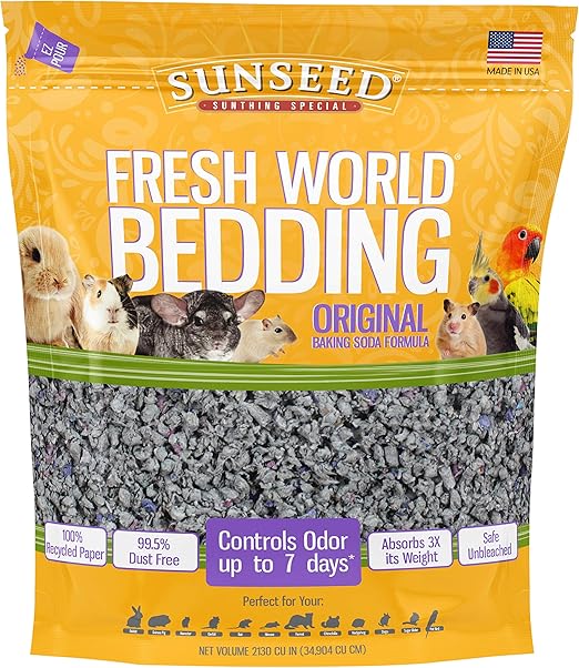 Sunseed 18222 Fresh World Bedding for Small Animals, Original Gray - 2130 Cubic Inch