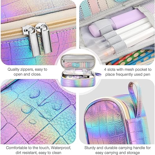 Miniatura 60 de Jcocylse Estuche para Lápices de Gran Capacidad, Bolsa Portátil para Lápices, Suministros Escolares para Estudiantes Universitarios y Adultos (Azul