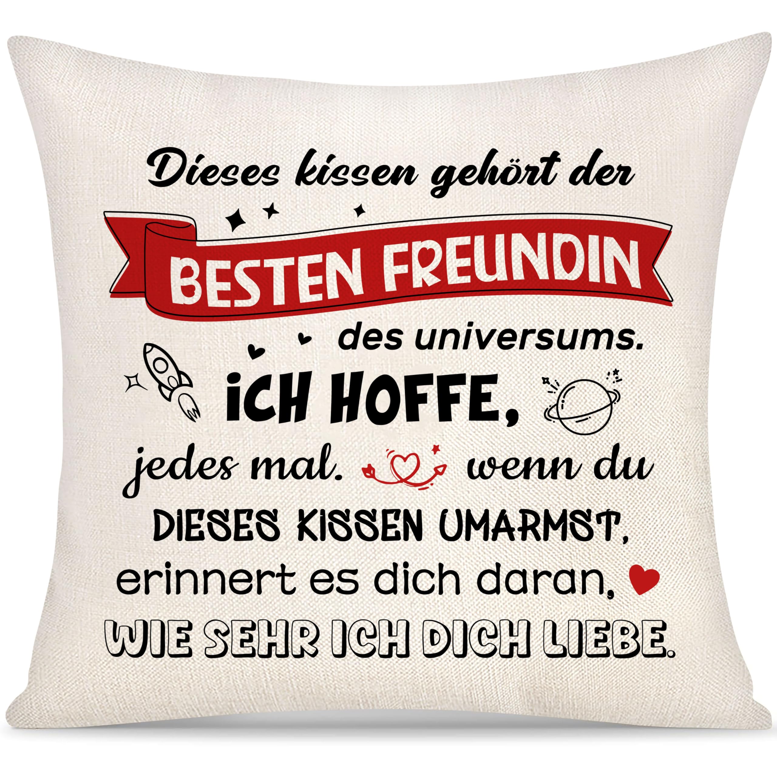 Yoskiasd Dieses Kissen Gehört der Besten Freundin Kissenbezug Geschenk für Freundin Frauen Mädchen von Freund Liebhaber Freundschaft Kissenbezug Geschenke Geburtstag