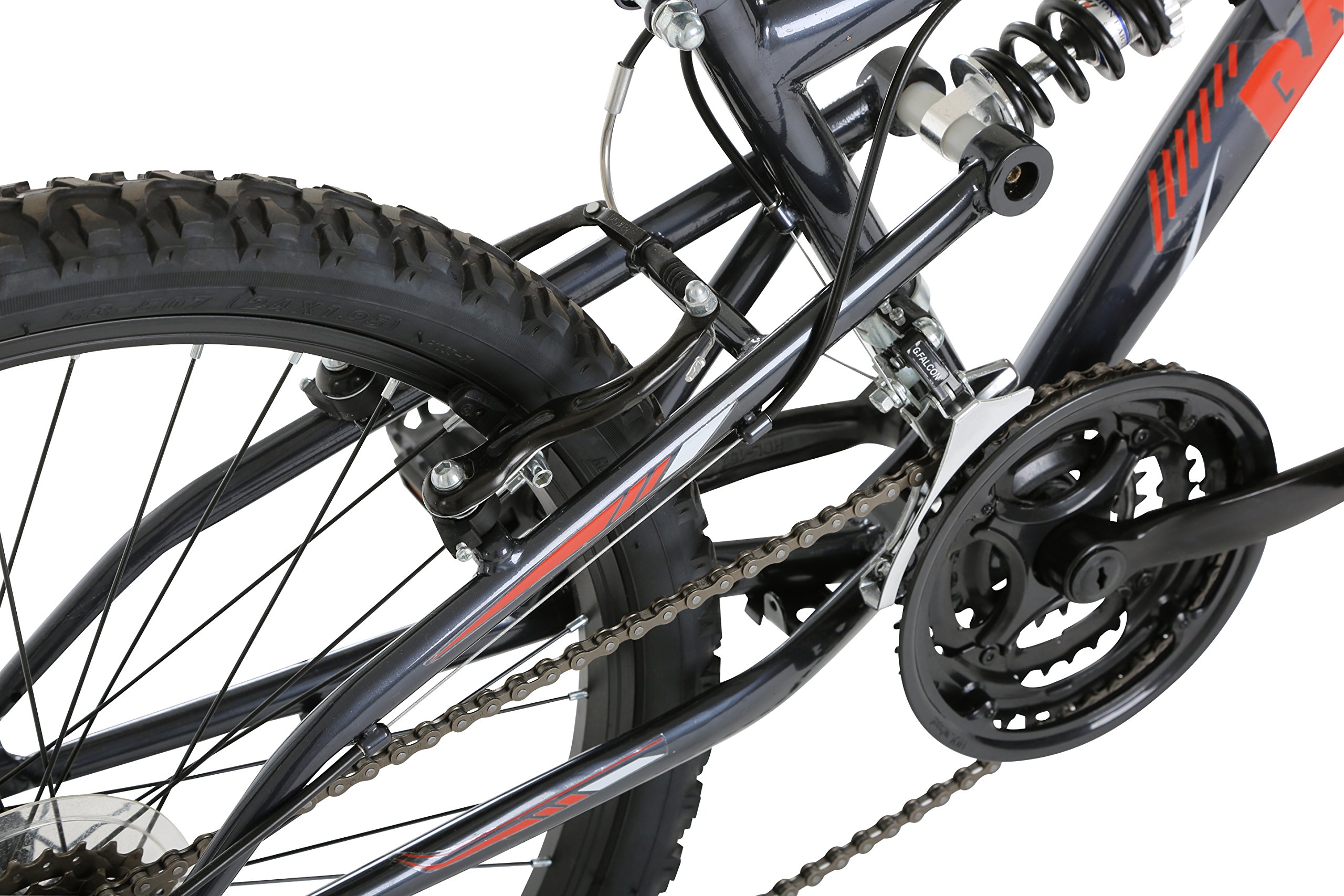 Barracuda Kids' Draco Ds Wheel Full Suspension Mountain Bike, Grey, 24