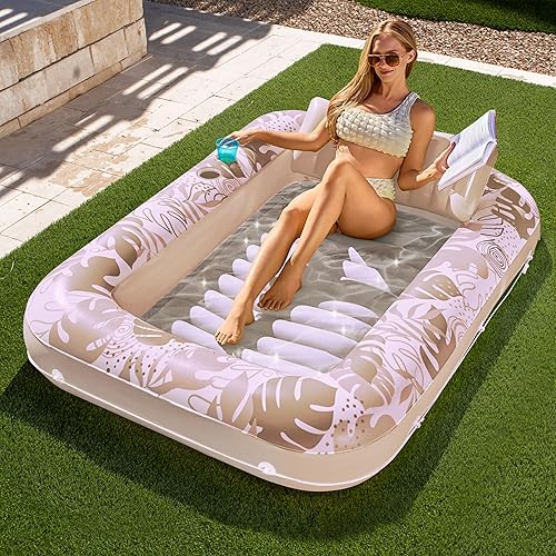 Sloosh Flotador inflable para piscina de bronceado para adultos, 70 x 46 pulgadas, flotadores grandes de piscina para tina de sol, bañera de hielo,