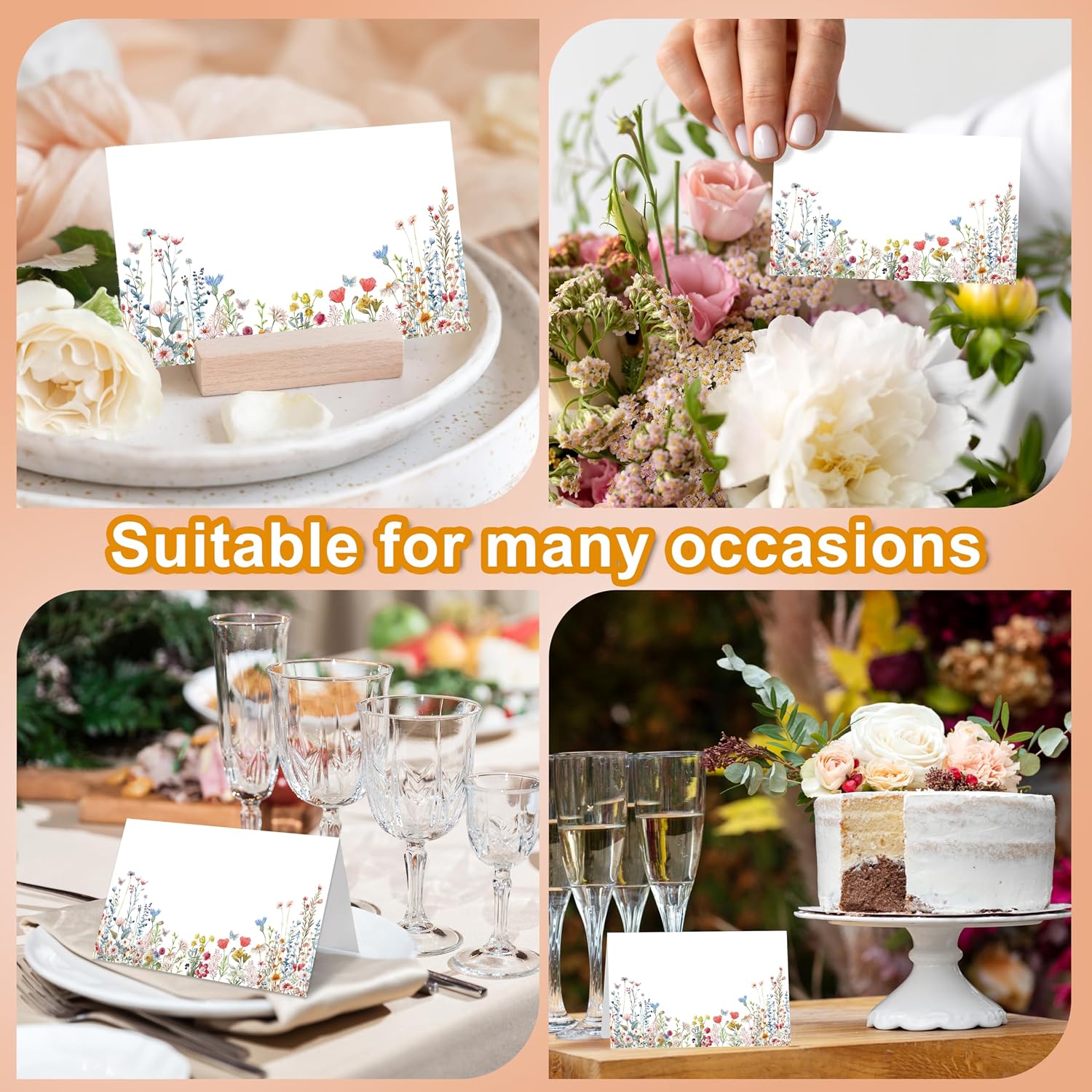 Wildflowers Place Cards, Floral Table Place Card For Table Setting, Name Card For Birthday Party Wedding Reception Bridal Shower, 25 Cards Included -18 image 5