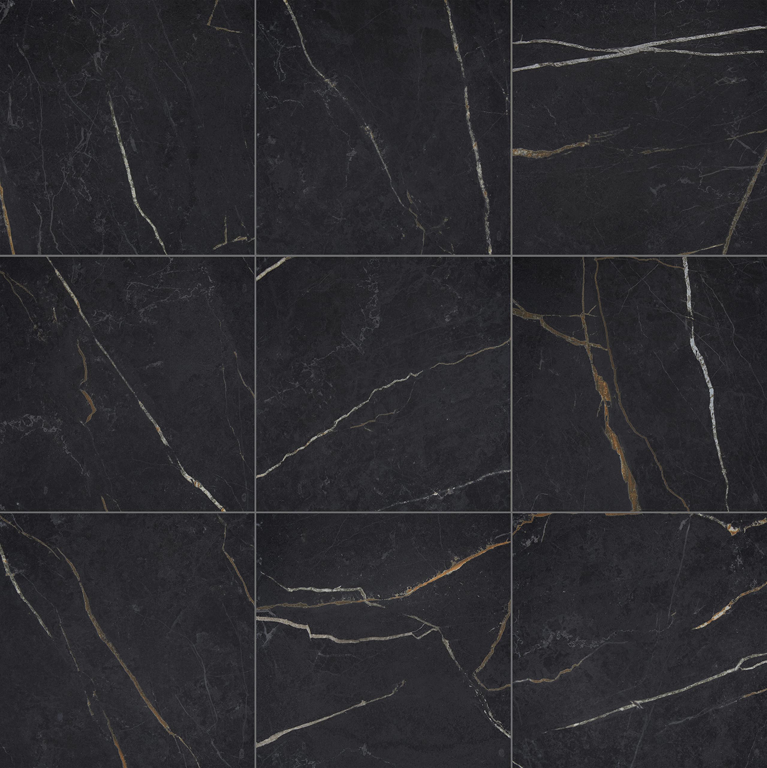 daltile perpetuo 24" x 24" marble look porcelain floor tile in matte infinite black for kitchen, bathroom, living room floors | (4 pc per carton) (15.2 sqft per carton)