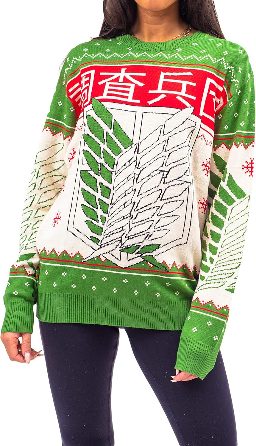 Adult Unisex Attack On Titan Show Kanja and Swords Logo Ugly Christmas Sweater