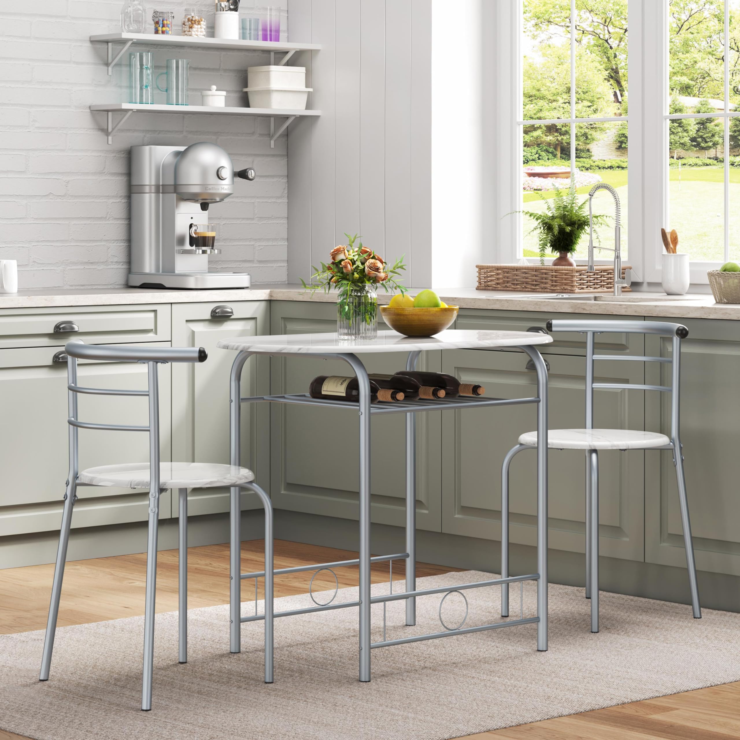 Yaheetech Ensemble de Table de Style Maison de Campagne pour 2 Personnes avec Rangement