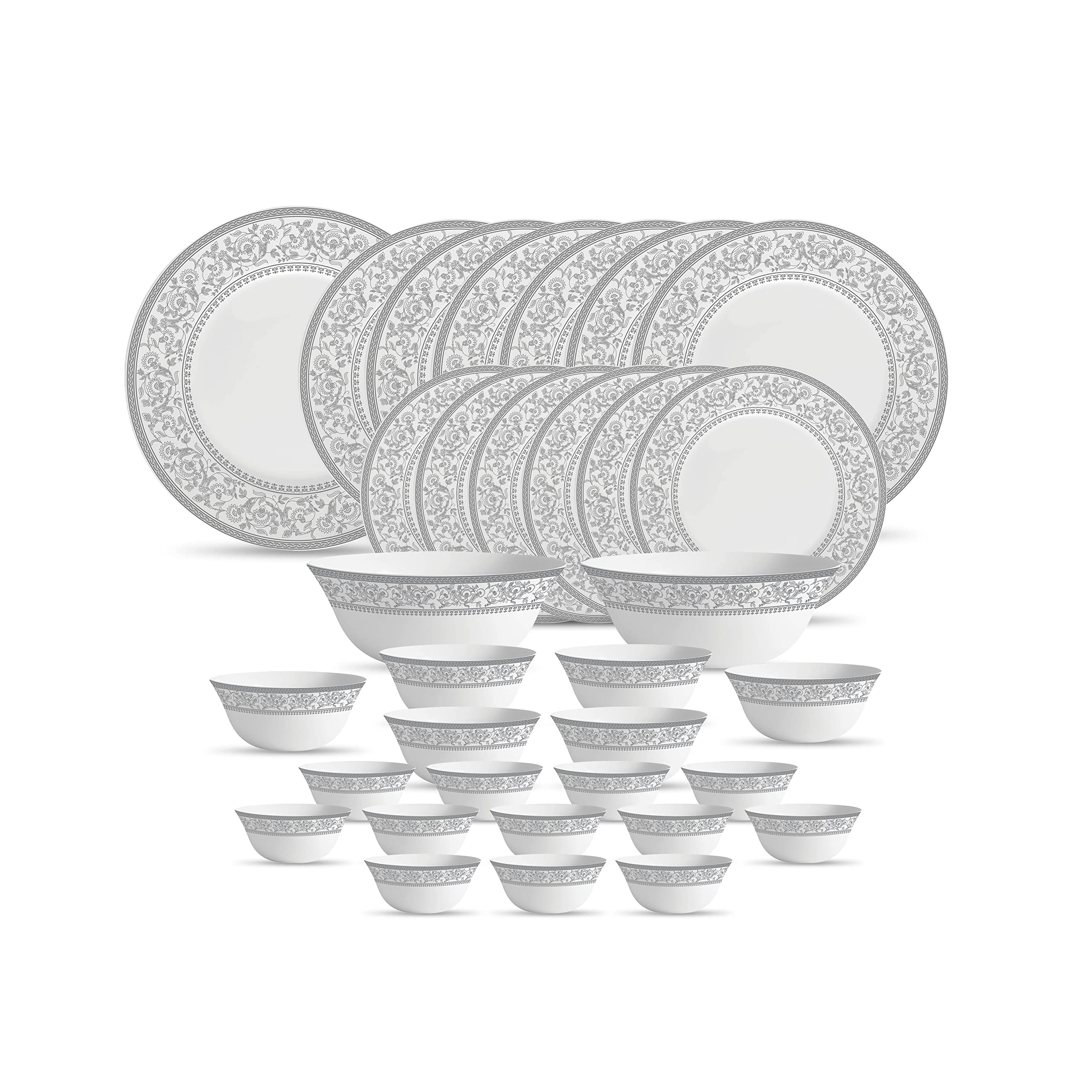 Sovrana Opalware Dinner Set Set of 33pcs Persian Silver