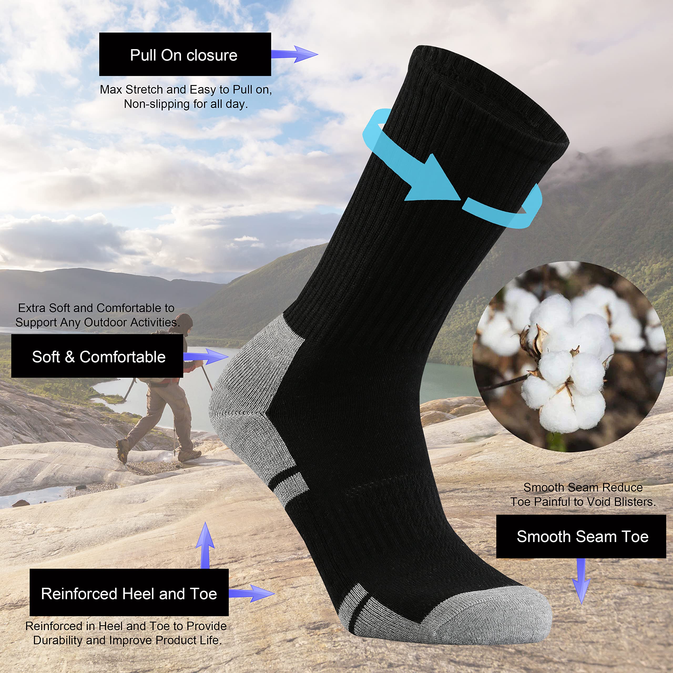 Ortis Calcetines de algodón transpirable para hombre, 10 unidades