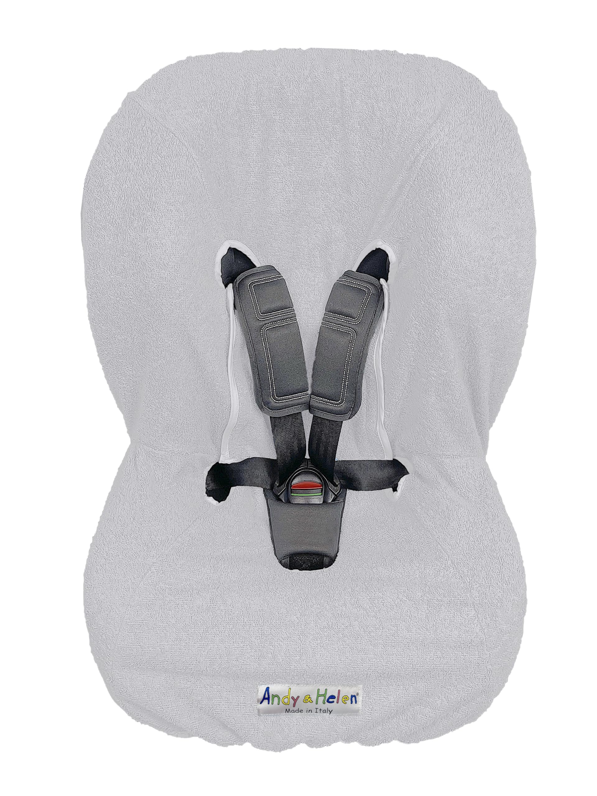 Andy & Helen 9001 Housse de chaise haute pour voiture, éponge de coton, 100% universelle, anti-allergique pour bébé et nouveau-né, fabriquée en Italie (gris)