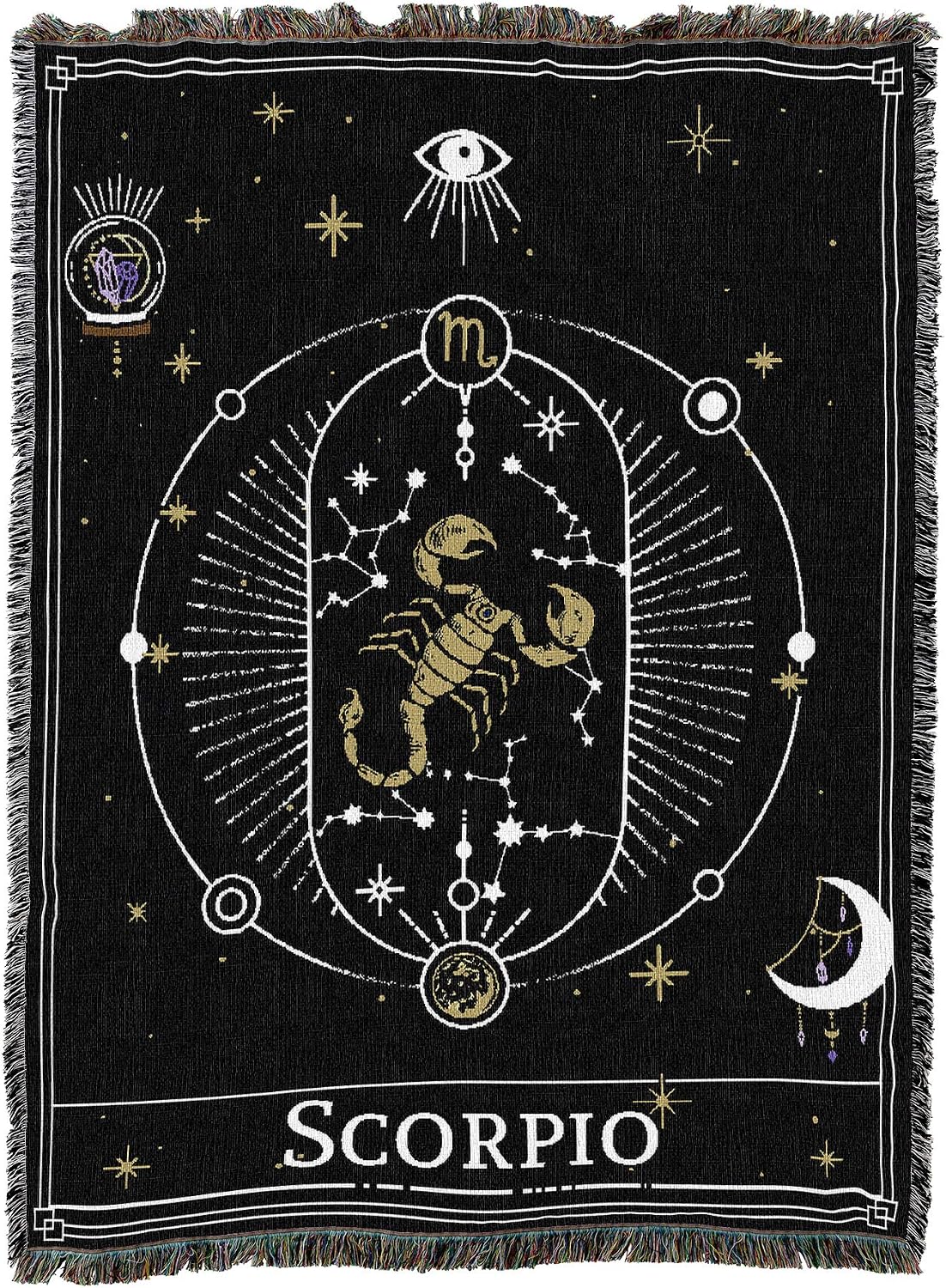 Pure Country Weavers Zodiac - Scorpio Tarot Card Blanket - Gift Cotton Tapestry Throw - Made in The USA - 72" x 54"