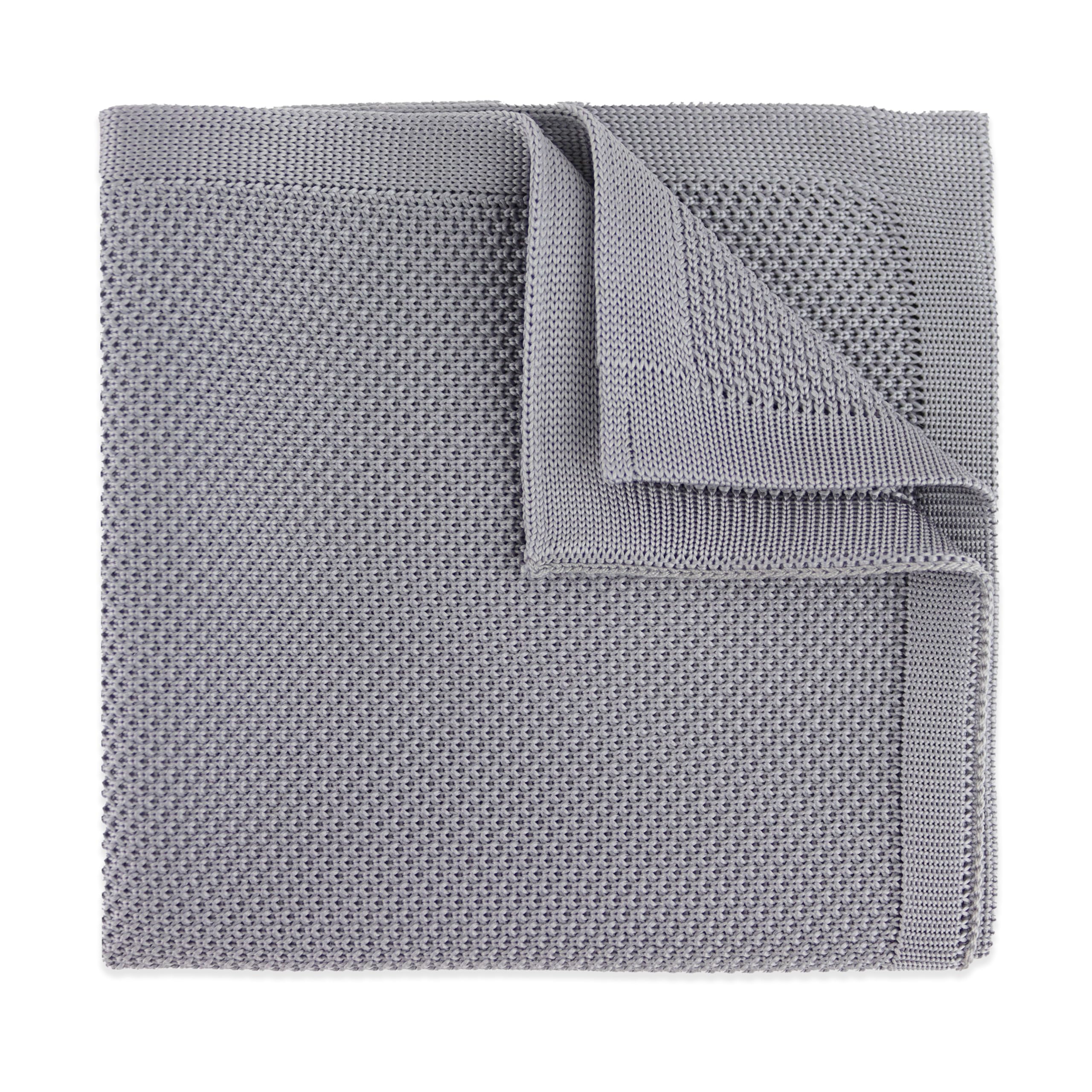 The Gents Lab Men's Light Grey Knitted Pocket Square Made From 100% Soft Polyester | Over 20+ Colours (Light Grey)