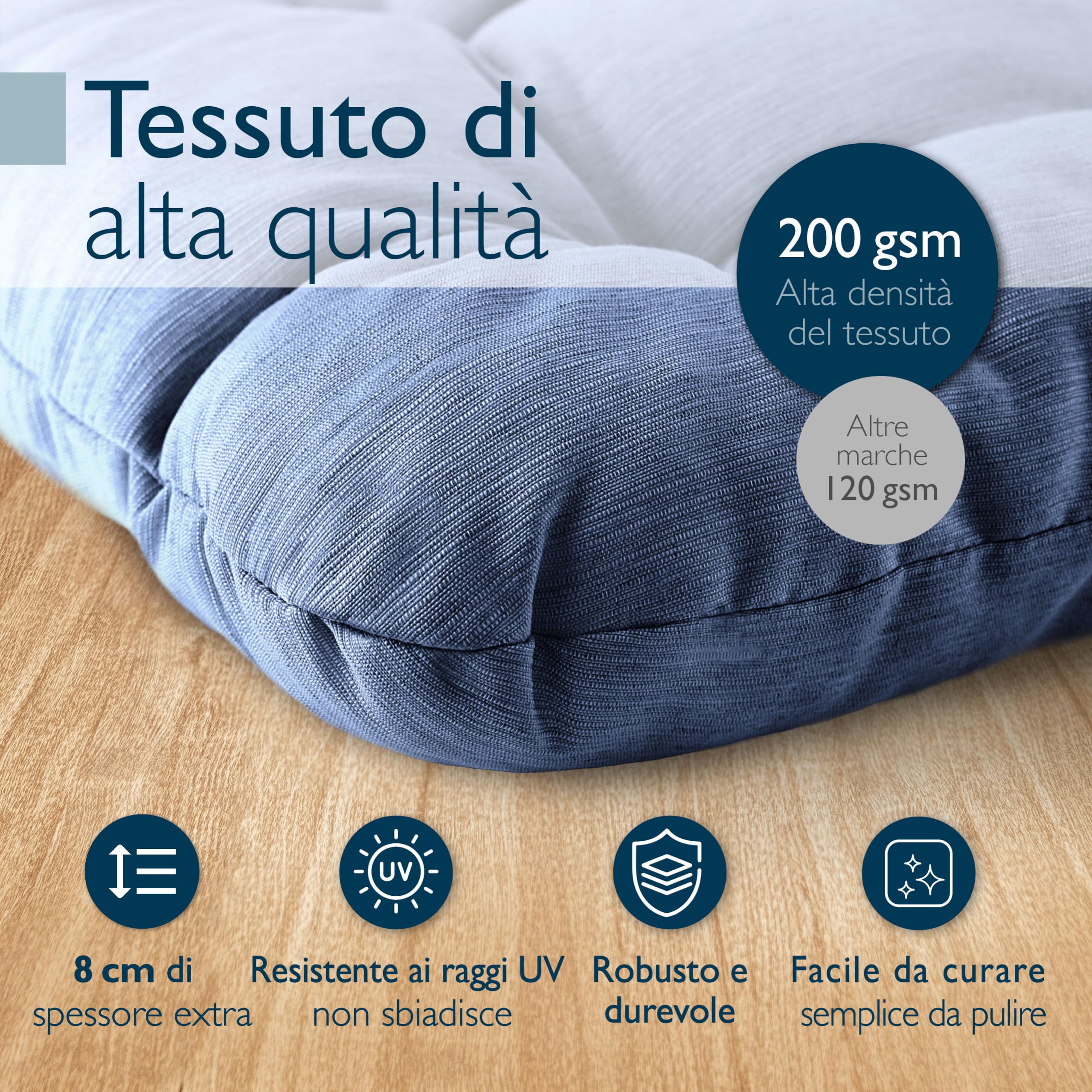 Beautissu Premium Cuscini per sedie 4pcs per interni ed esterni Made in EU