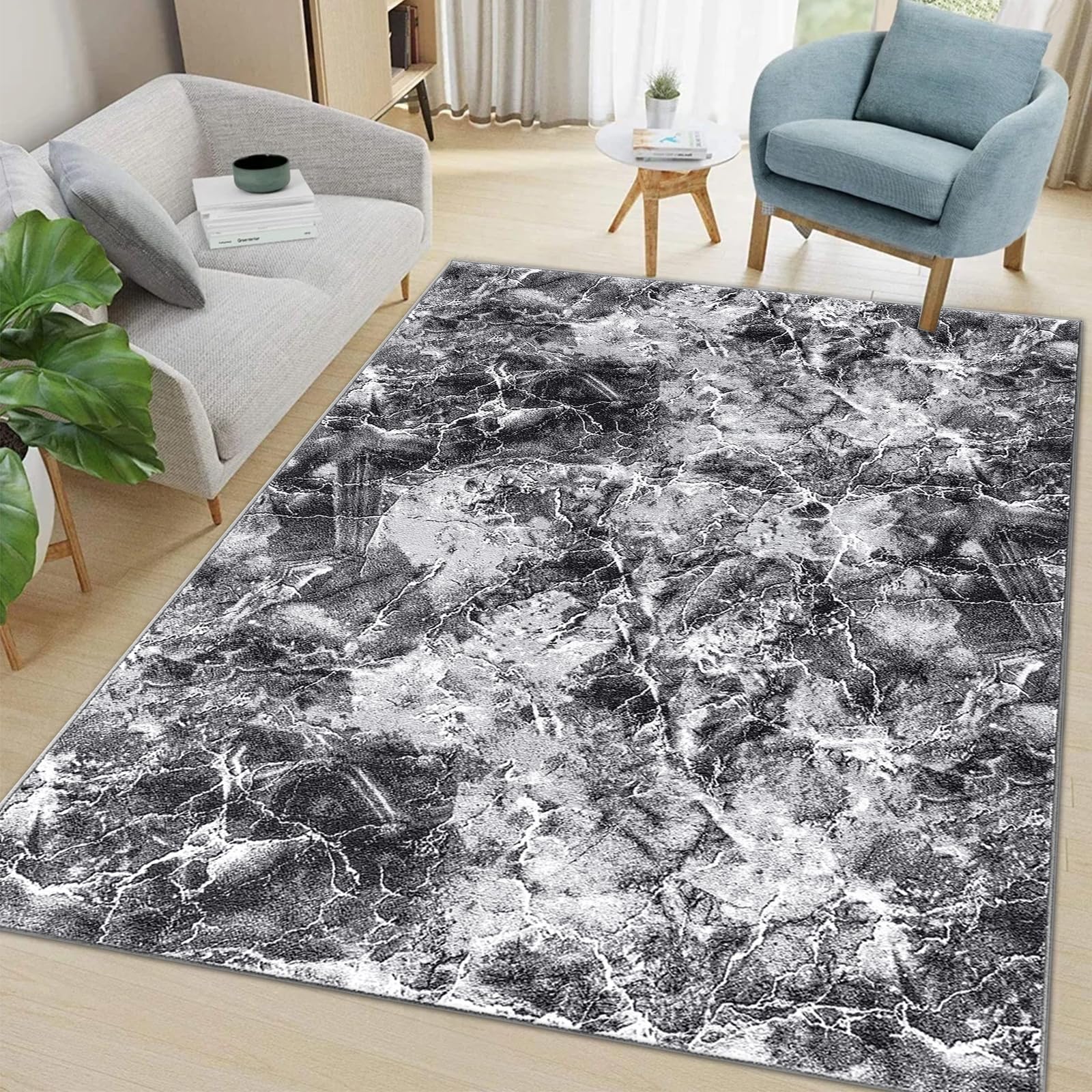 renoazul® Carpet Runners for Hallways Non-Slip Long & Wide Heavy-Duty Plain | 80 x 300 cm Super Absorbent Indoor Stair Carpet and Kitchen Anti-slip Floor Mats - Greeky Rug - Grey & Black — view 34