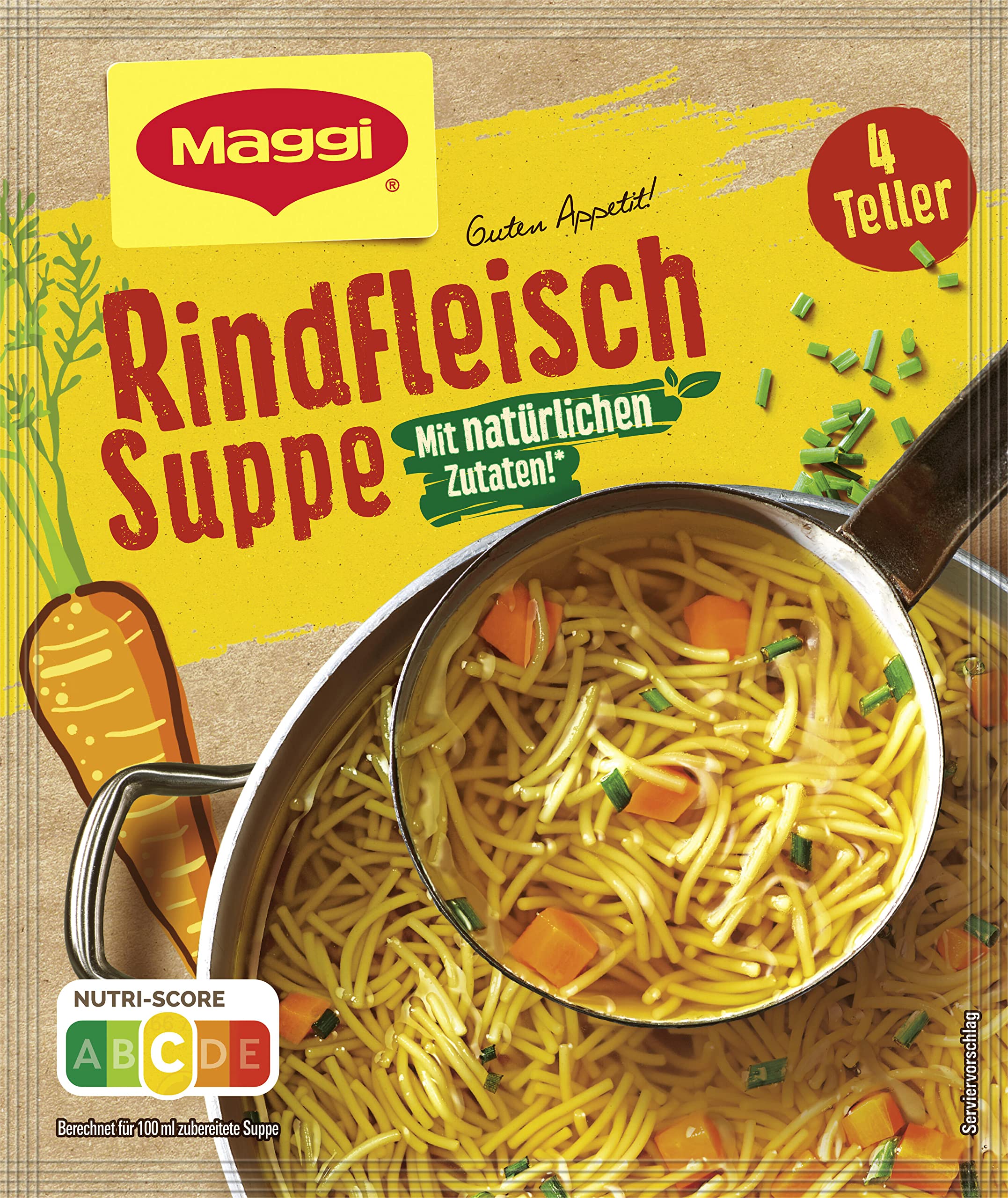 Maggi Guten Appetit, Rindfleisch Suppe, 85g Beutel, ergibt 4 Teller, 1er Pack (1 x 85g)