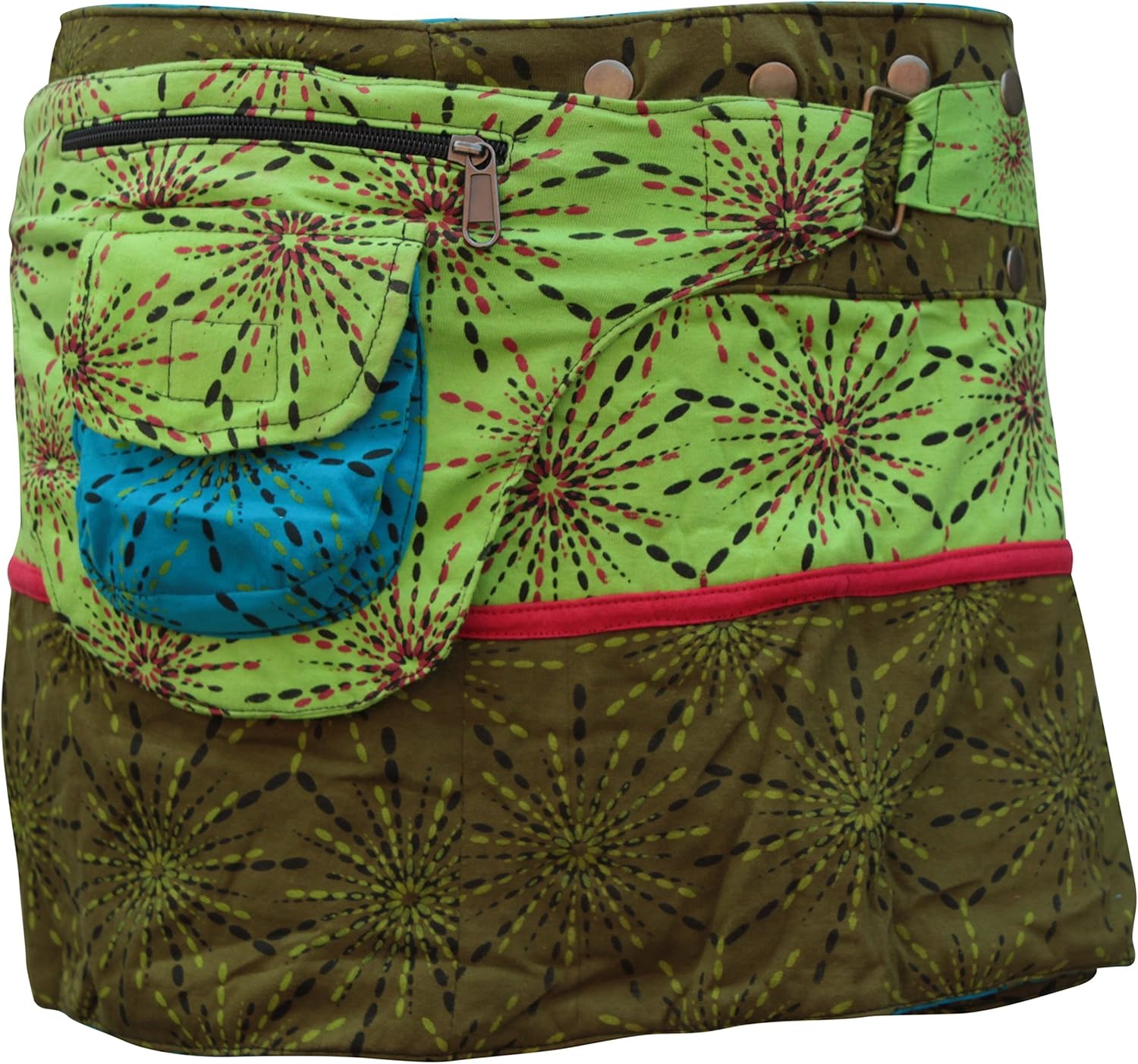 Shopoholic Fashion Womens Reversible Both Side Wrap Round Hippy Popper Skirt