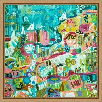 Amanti Art Framed Canvas Wall Art 16x16 Abstract Marina III by Karen Fields, Framed Wall Art Canvas, Abstract Artwork, Modern Decor, Small Poster Painting for Living Room, Bedroom, Bathroom, Kitchen,