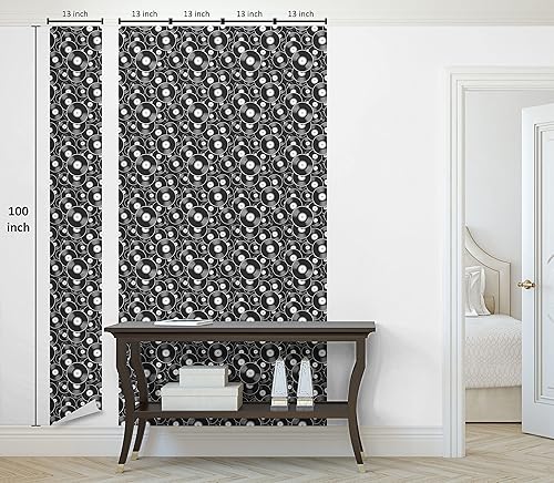 Miniatura 6 de Ambesonne Papel tapiz retro para el hogar, patrón musical de repetición de discos de interés musical, discos autoadhesivos para sala de estar,