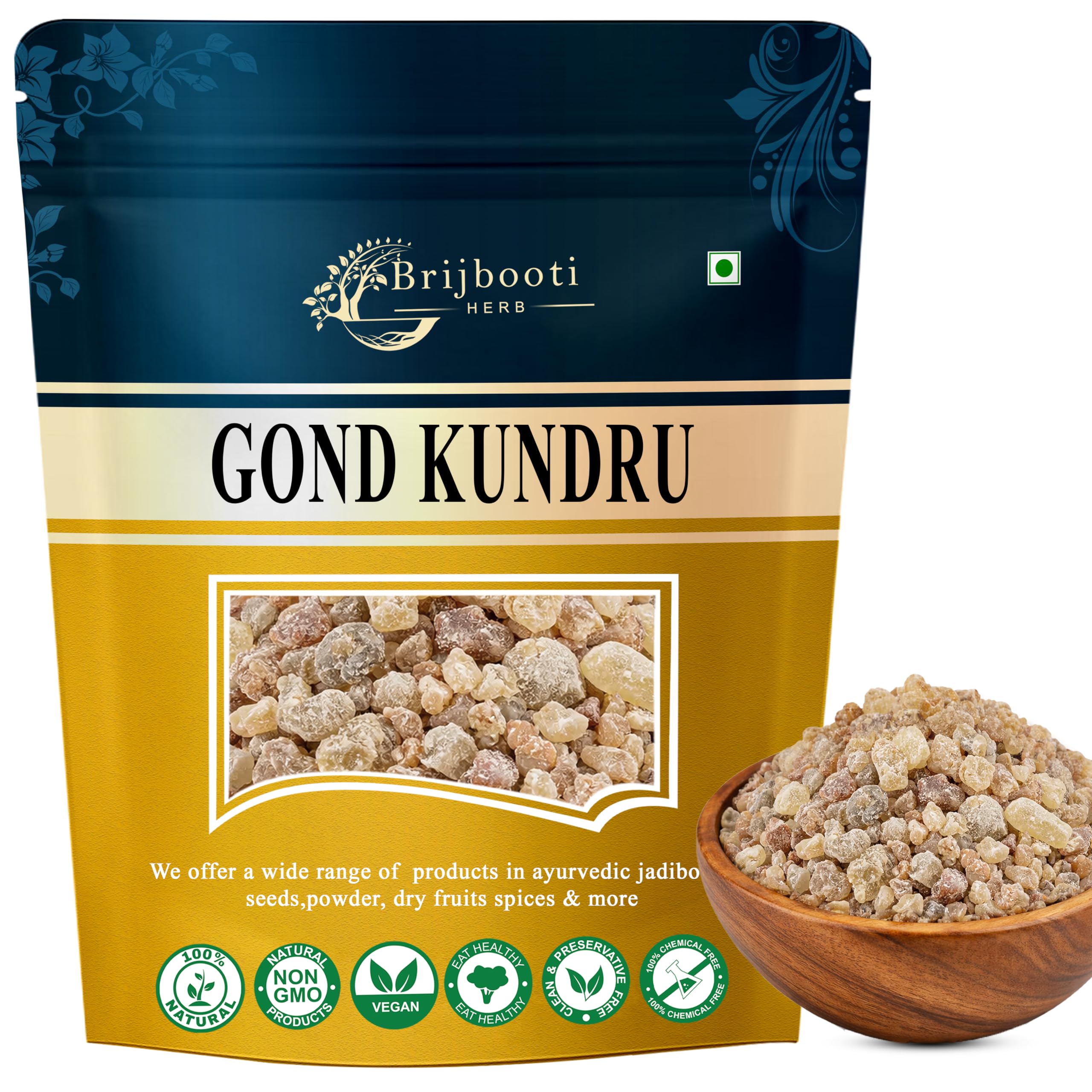 Brijbooti Gond Kundru 200 Grams - Shallaki Gum - Gond Kondru - Boswellia Serrata Gum - Pure & Natural-image-39