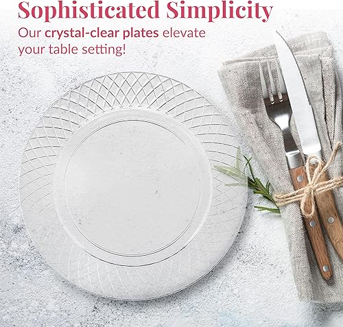 Miniatura 4 de Prestee Platos desechables, 72 unidades - 7.5 pulgadas, plato de plástico transparente resistente, para pasteles, ensalada, aperitivo, cena, platos