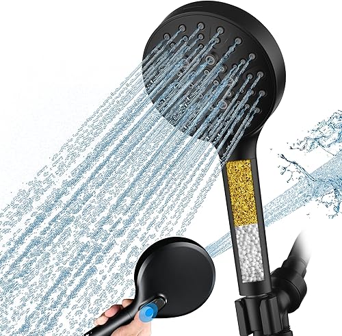 Miniatura 13 de BRIGHT SHOWERS Cabezal de ducha de alta presión con mango, 9 ajustes de pulverización, cabezal de ducha con lavado a presión integrado para limpiar