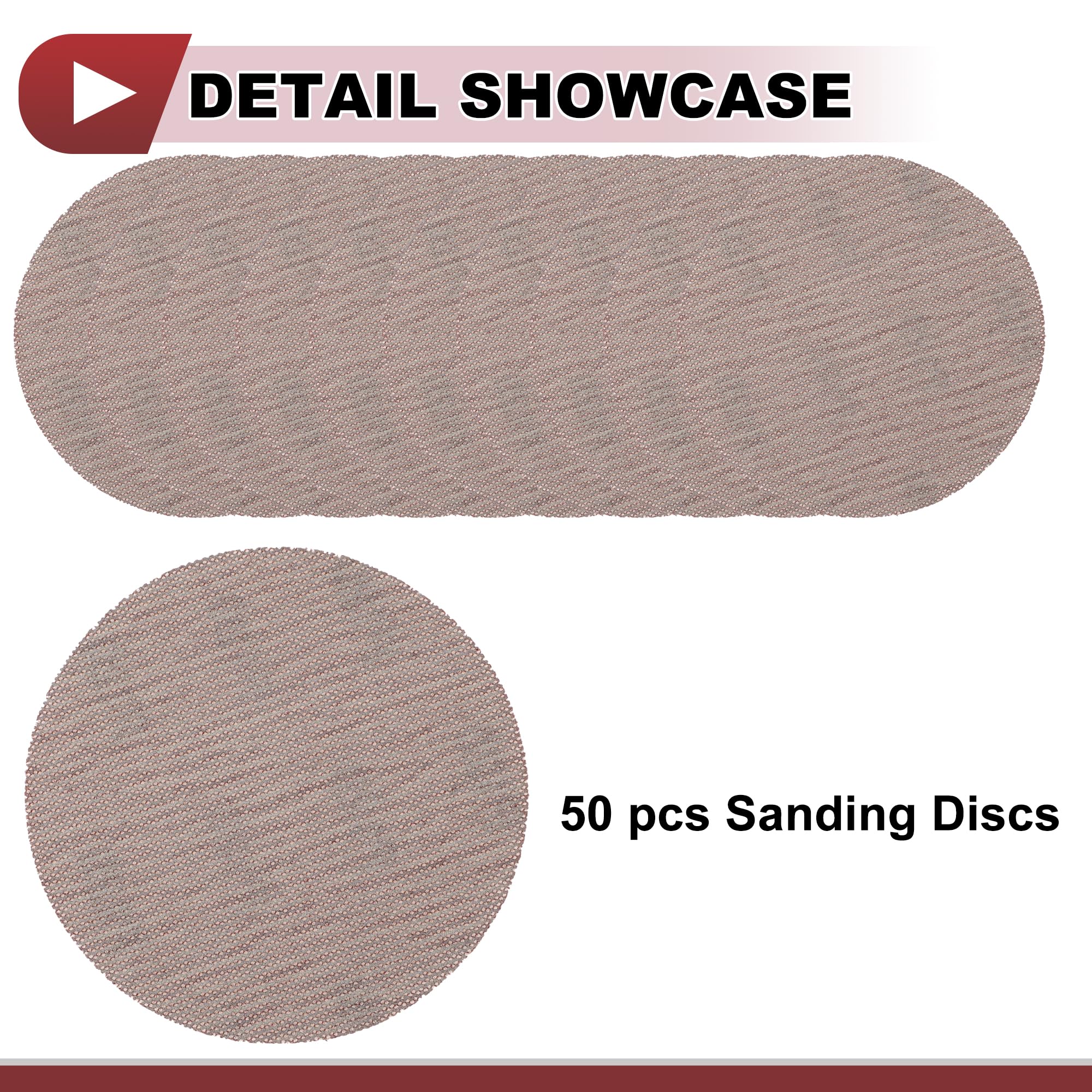 HEROFFIX 50 Pcs 5 Inch Abranet Sanding Mesh Anti-Clog Hook Loop Dust Free Net Sandpaper 120 Grit Brown Aluminum Oxide - Image 4
