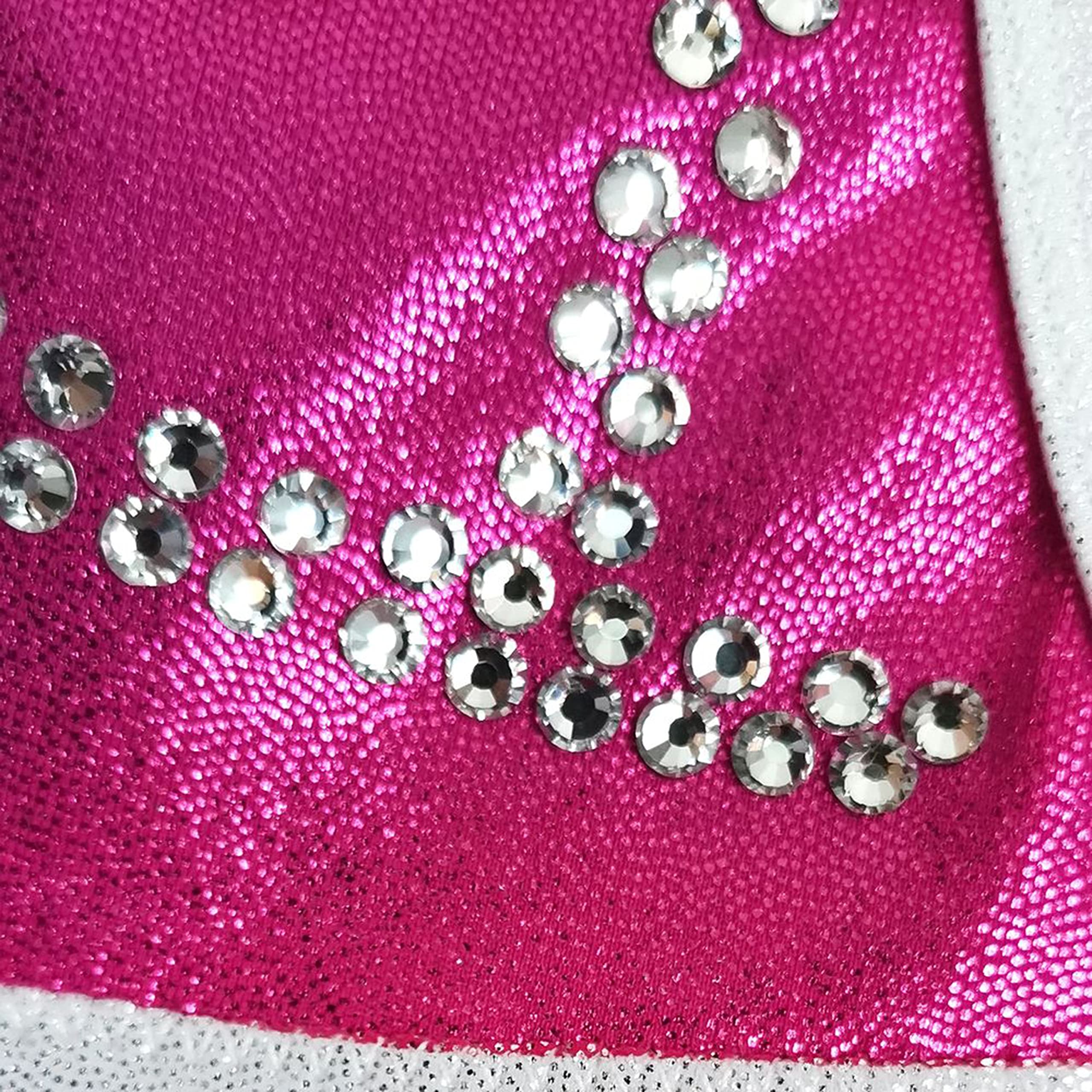 Justaucorps de gymnastique rythmique rose rouge chaud en tissu estampé pour fille