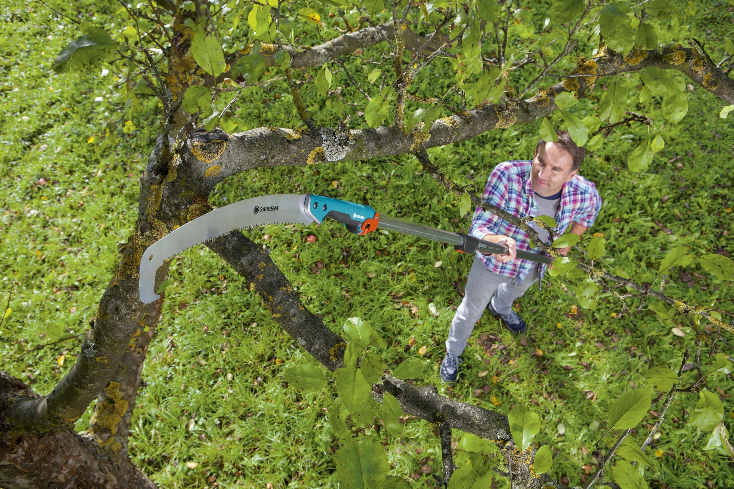 Gardena Sierra curva 300 P combisystem : sierra para corte óptimo de ramas, longitud hoja 340 mm, gancho de recogida, cromado duro, tope antideslizante, preciso dentado afilado en 2 lados (8738-88)