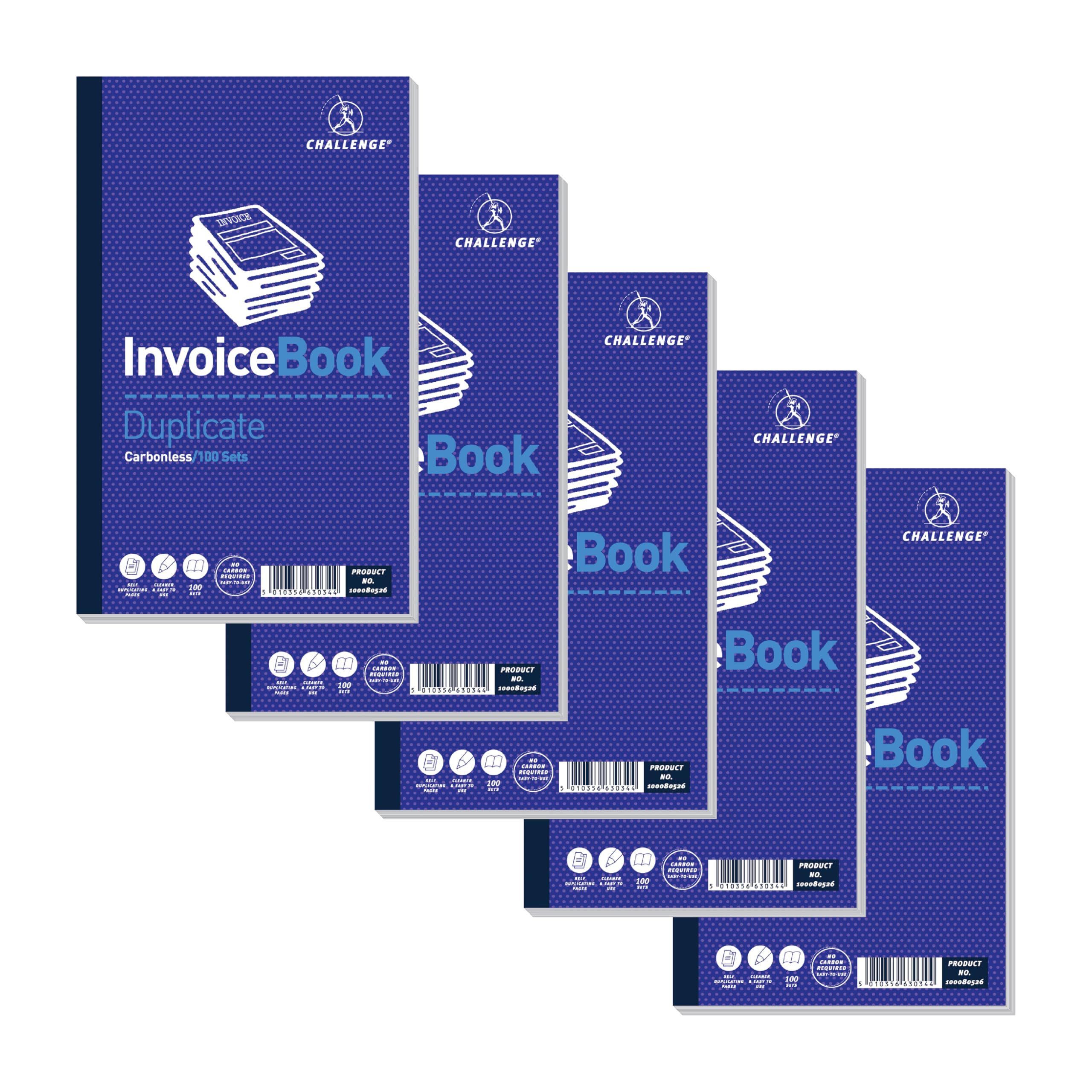 Challenge Duplicate Invoice Book 210x130mm Card Cover Without VAT 100 Sets Pack
