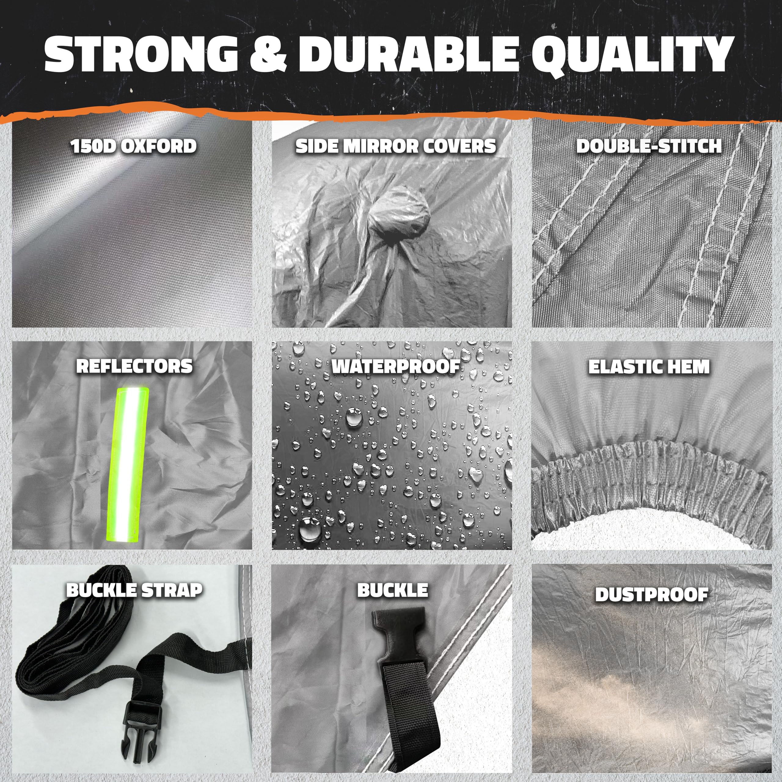 Mockins 190x75x72 Midsize SUV Car Cover 150D Oxford Polyester Fabric Car Tarp SUV Cover Water-Resistant Indoor Outdoor Full — view 5