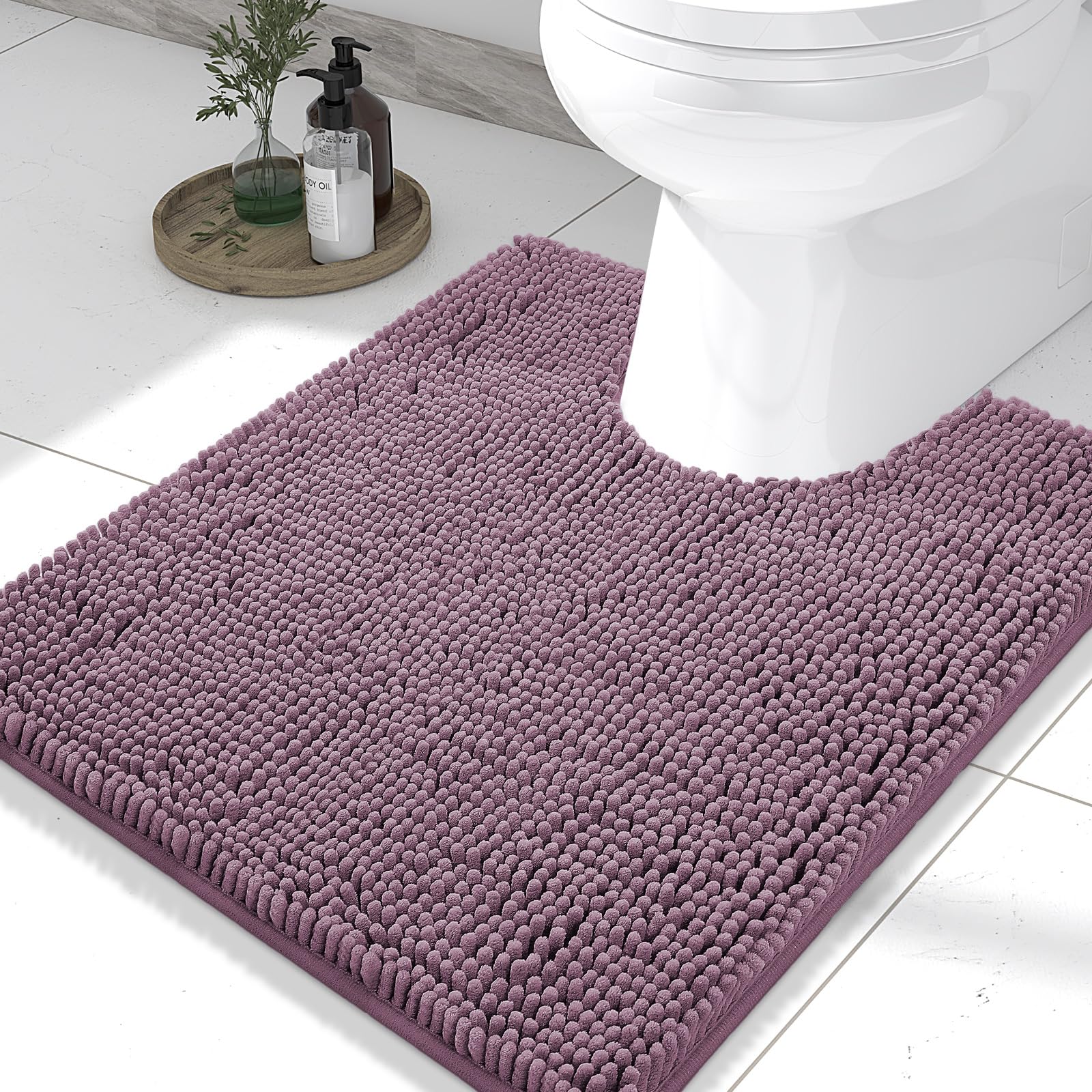 Smiry Toilet Rugs U-Shaped 24x20, Extra Soft Absorbent Contoured Bath Mat