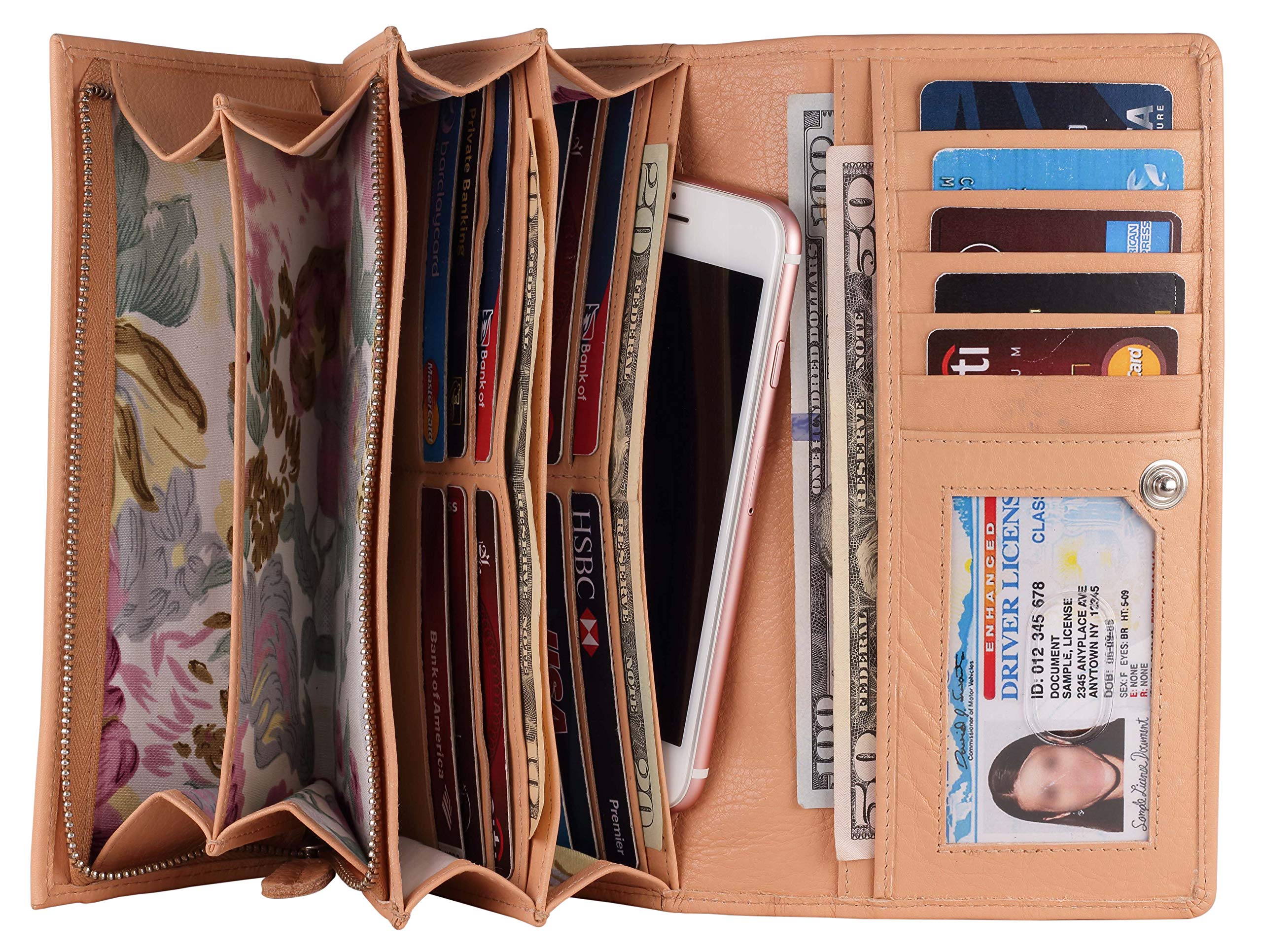 Mou Meraki Women RFID Blocking Genuine Leather Bifold Wallet-Clutch For Women-Shield Against Identity Theft