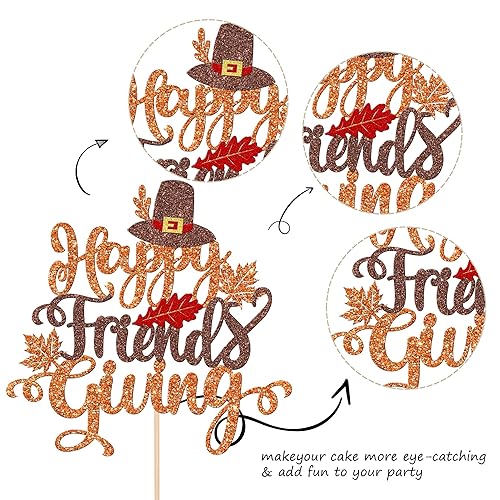Miniatura 9 de 1 pieza de decoración de pastel de Acción de Gracias con purpurina de hojas de arce Happy Friendsgiving Cake Pick otoño Thankful Grateful Blessed