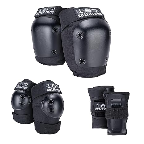 187 Killer Pads Six Pack Pad Set, Elbow Pads, Knee Pads, and Wrist Guards - Ideal for Skateboarding, Roller Skating, and Inline Skating