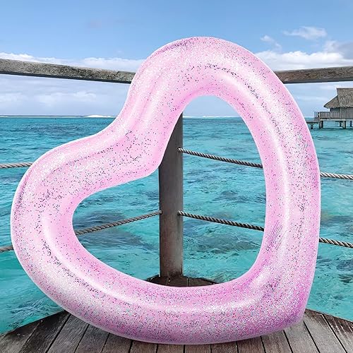 Miniatura 7 de HeySplash Flotador de piscina con forma de corazón, flotador de verano para piscina, tumbonas, anillo flotante, diversión en el agua, juguetes de