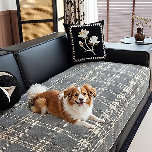 Miniatura 11 de MYSKY HOME Funda para Sofá de Perro, Fundas para Sofá Seccional, Fundas para Sofá de 4 Cojines Apto para Mascotas, Funda de Sofá Lavable, Protector