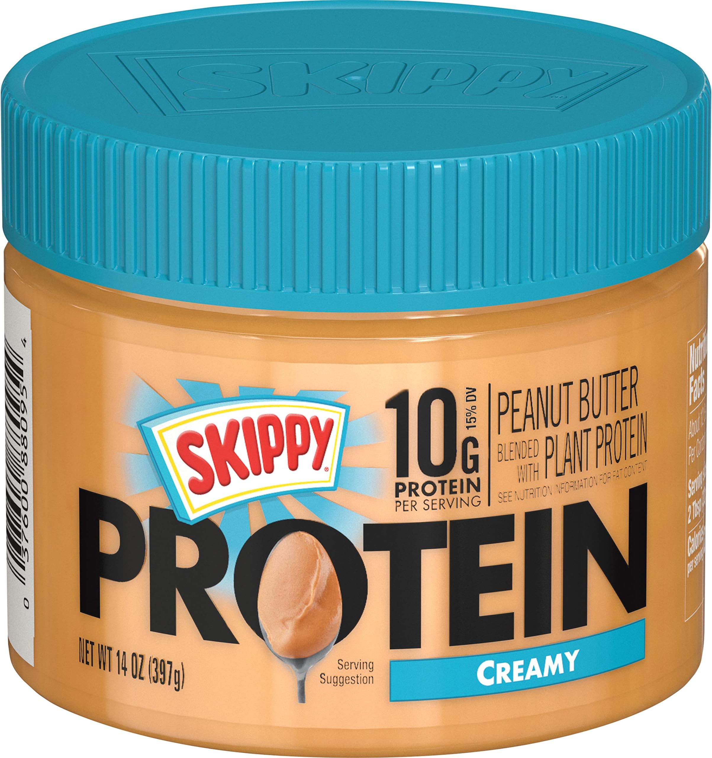SKIPPY Peanut Butter Blended with Plant Protein, Creamy, 14 Ounce
