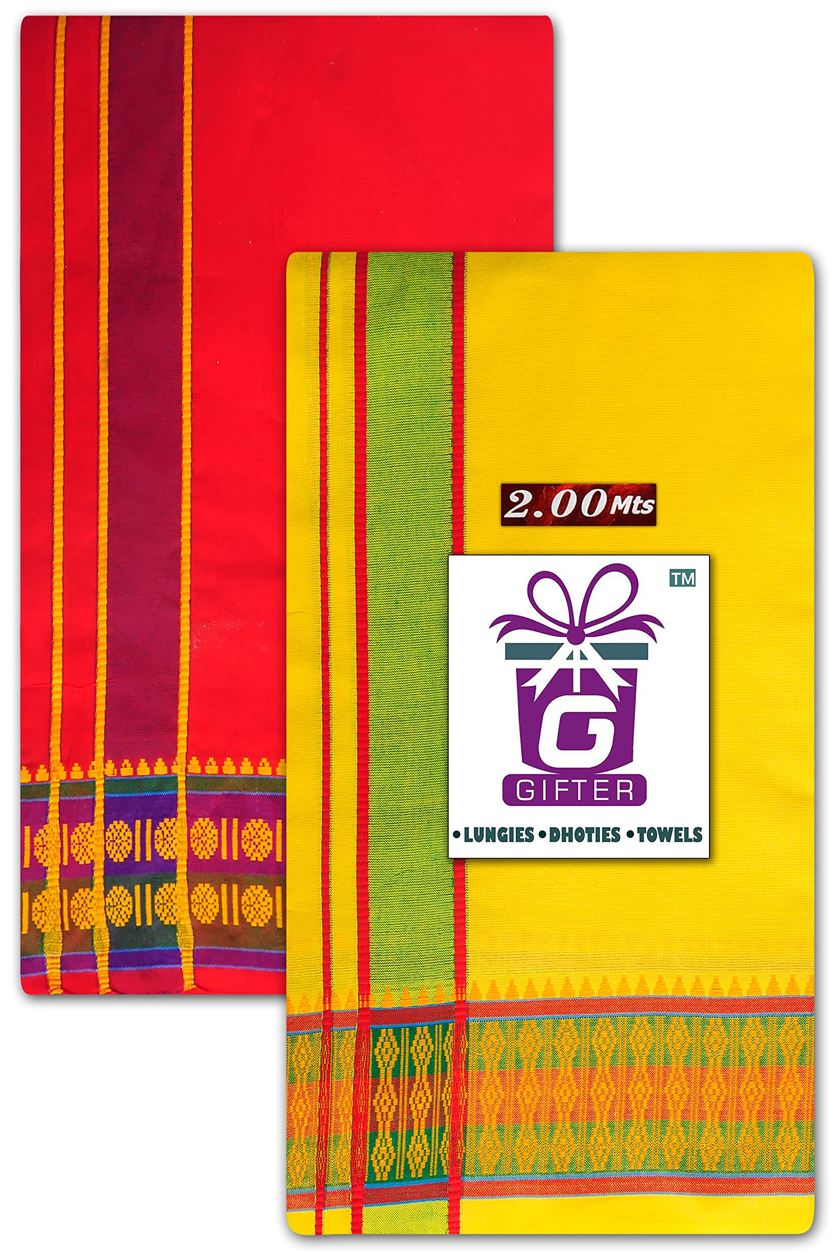 Gifter Pure Cotton Traditional Samy Dhoti For Men(Pack of 2)-image-22