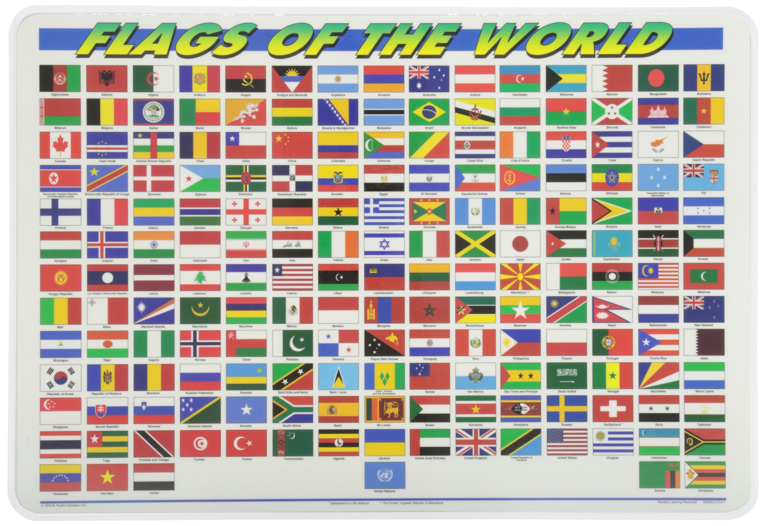 Painless Learning Flags of The World Placemat, Large
