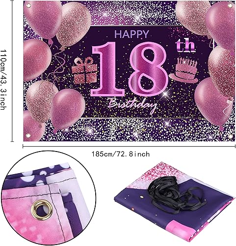 Vista 41 de IMISI Decoraciones de cumpleaños número 19 para niñas, pancarta rosa de feliz cumpleaños para telón de fondo de fiesta